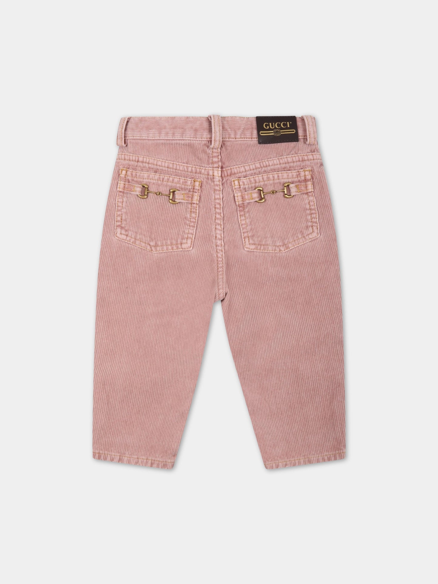 Pantaloni rosa per neonata con morsetto,Gucci Kids,695511 XDB1B 6183