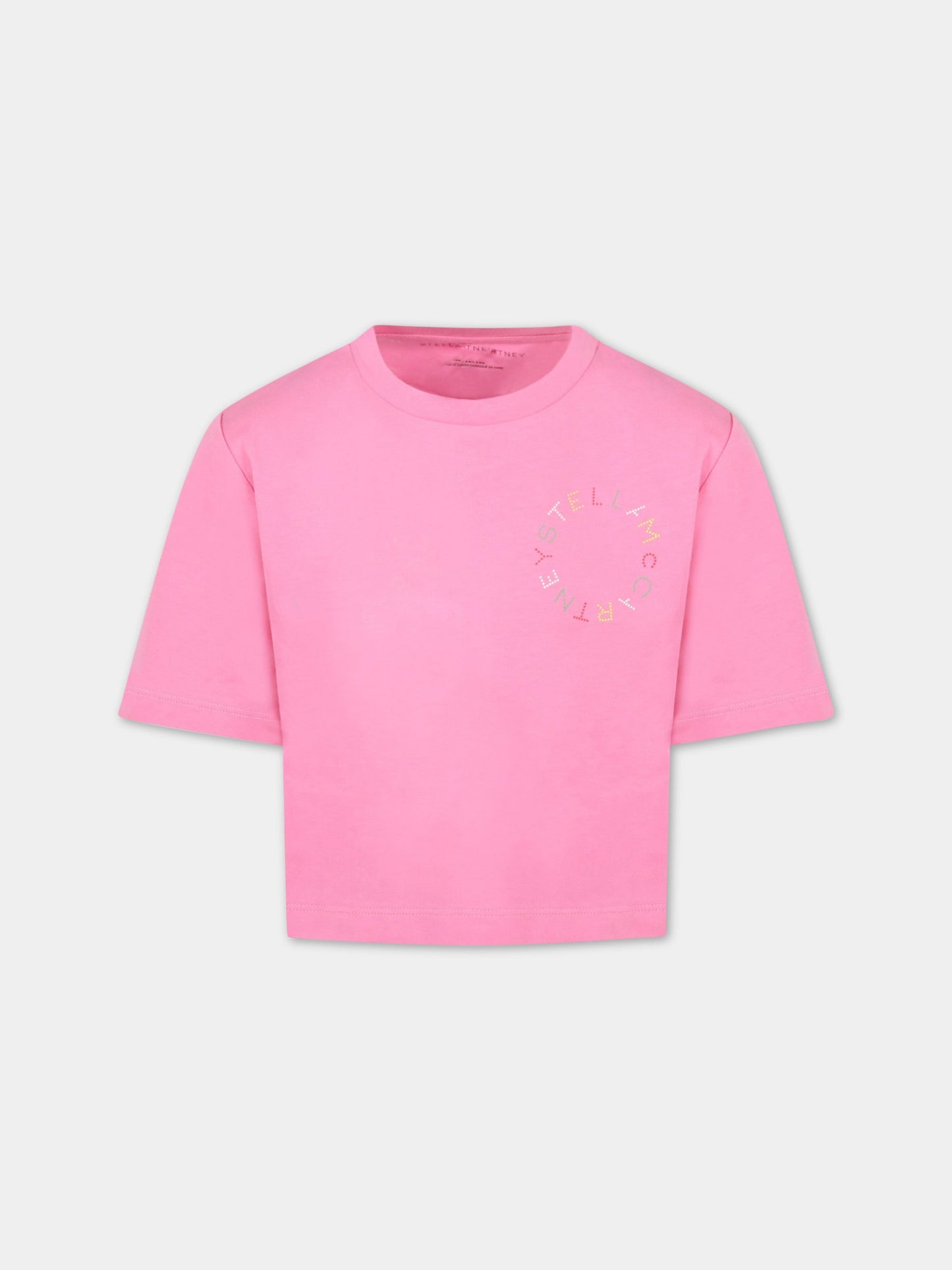 T-shirt rosa per bambina con logo,Stella Mccartney Kids,8R8E01 Z0434 511