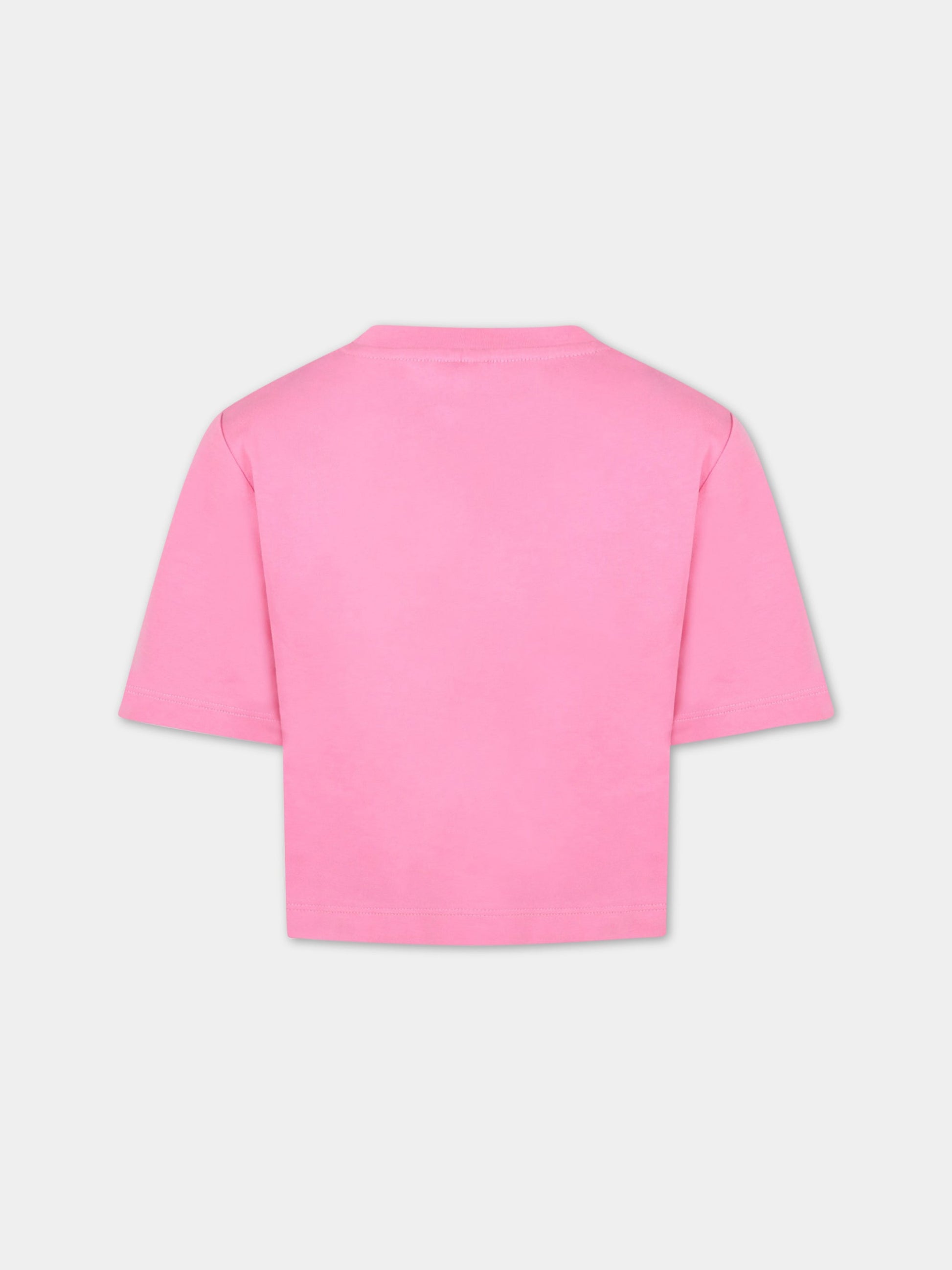 T-shirt rosa per bambina con logo,Stella Mccartney Kids,8R8E01 Z0434 511