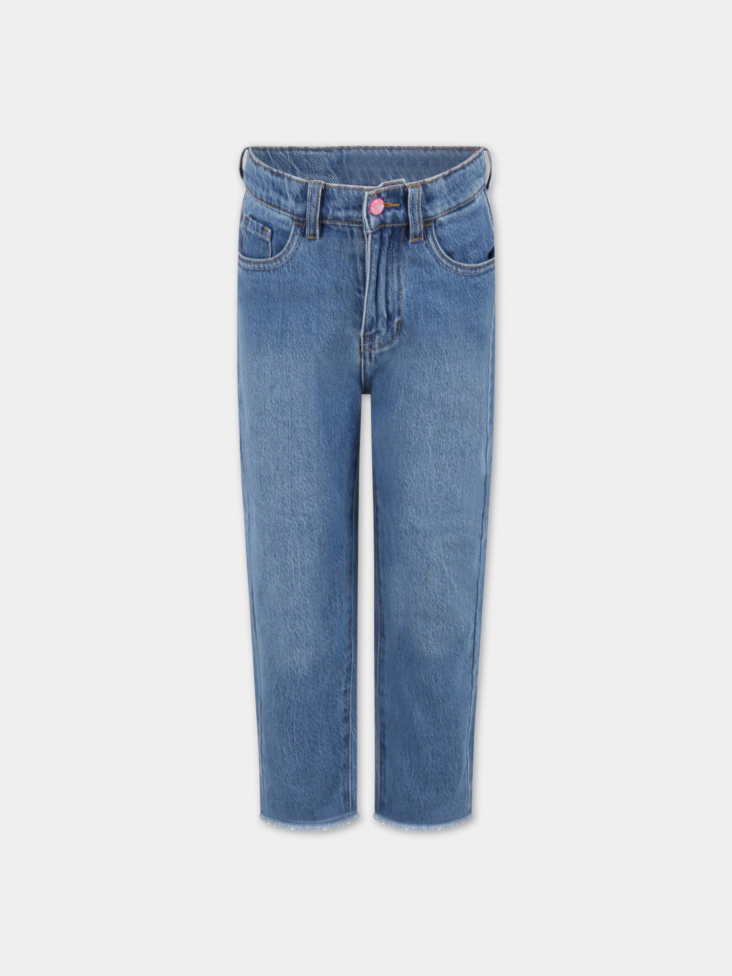 Jeans azzurro per bambina con patch,Billieblush,U14613 Z27