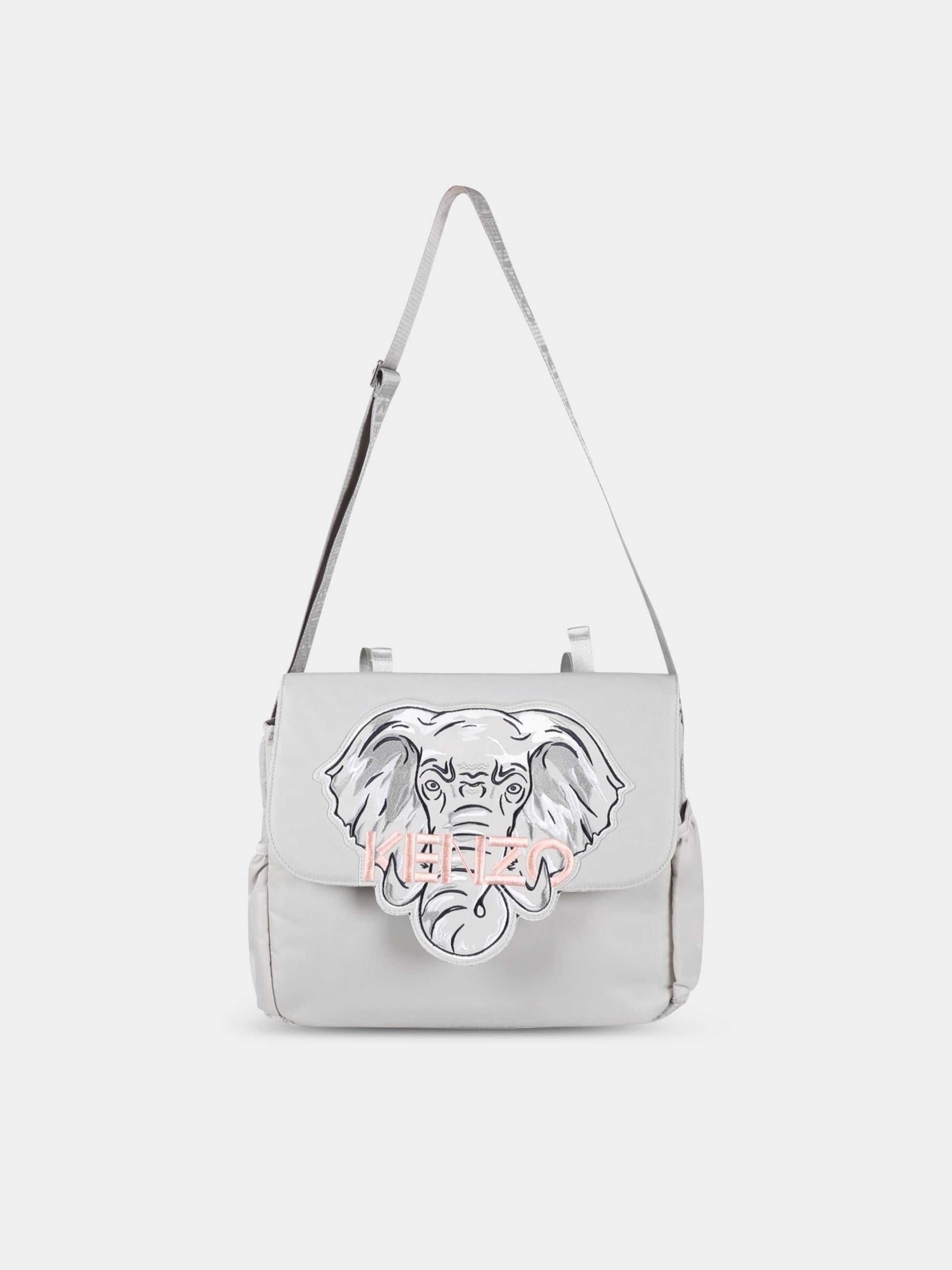 Borsa mamma grigia per neonata con logo,Kenzo Kids,K90089 014