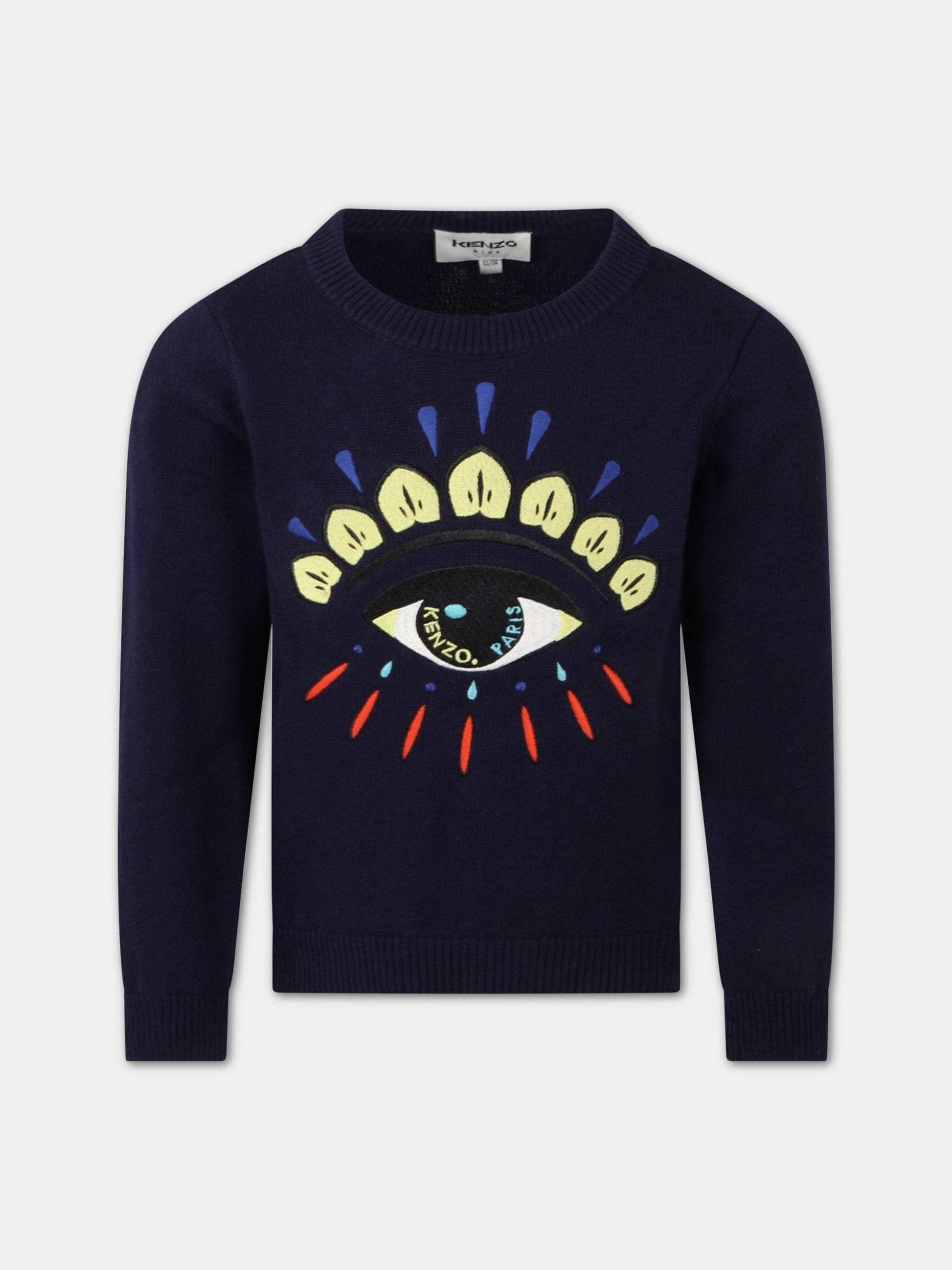 Maglione blu per bambino con iconico occhio,Kenzo Kids,K25725 868