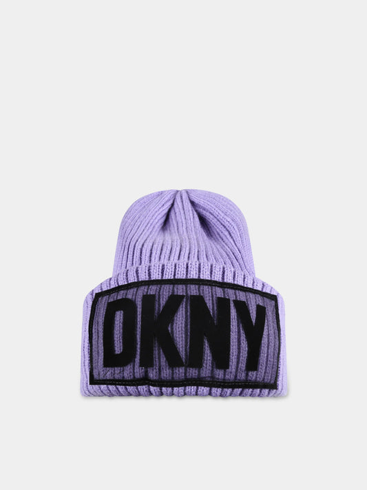 Cappello viola per bambina con logo,Dkny,D31292 930