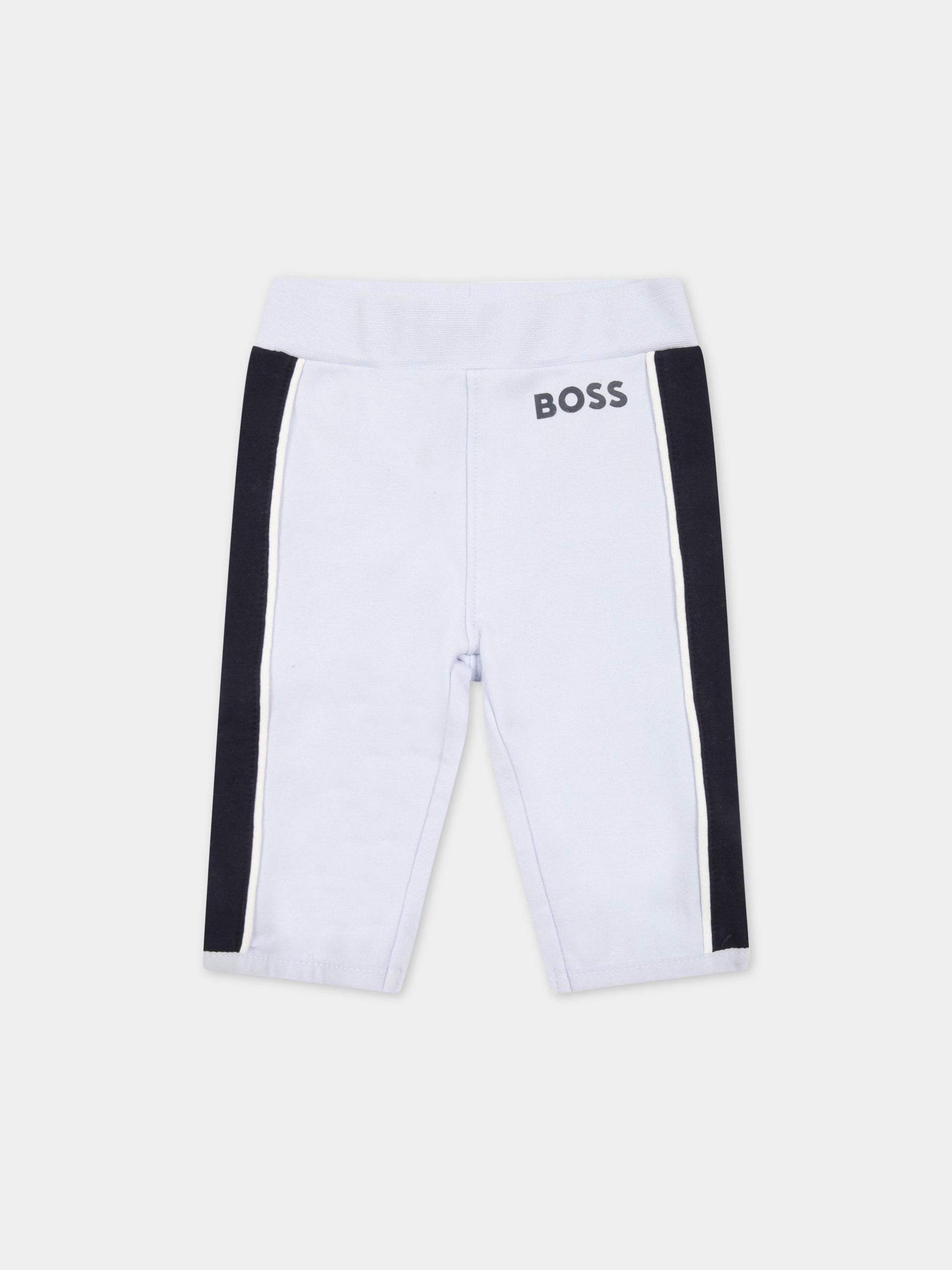 Tuta celeste per neonato con logo,Hugo Boss,J98369 771