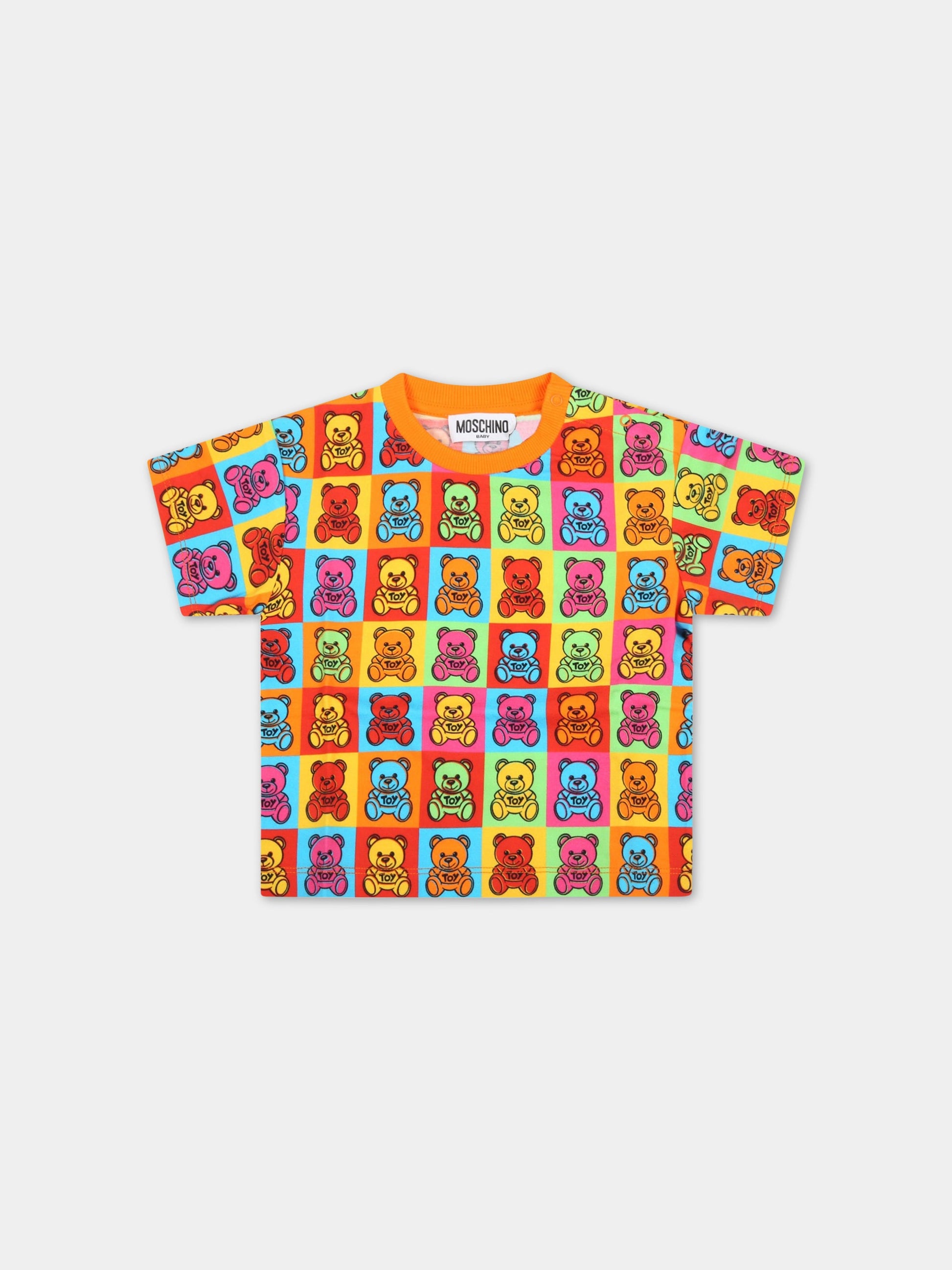 T-shirt multicolor per neonati con teddy bears,Moschino Kids,MNM02P LBB3B 82582