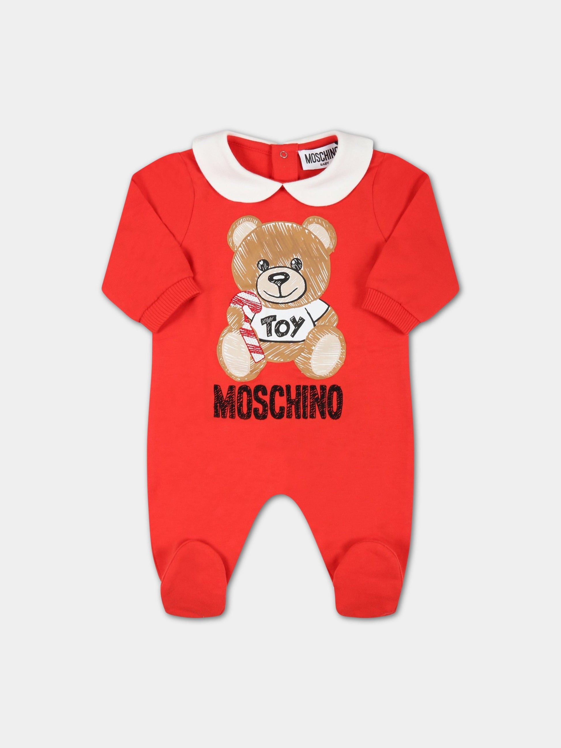 Set rosso per neonati con teddy bear,Moschino Kids,MNY026 LDA14 50109