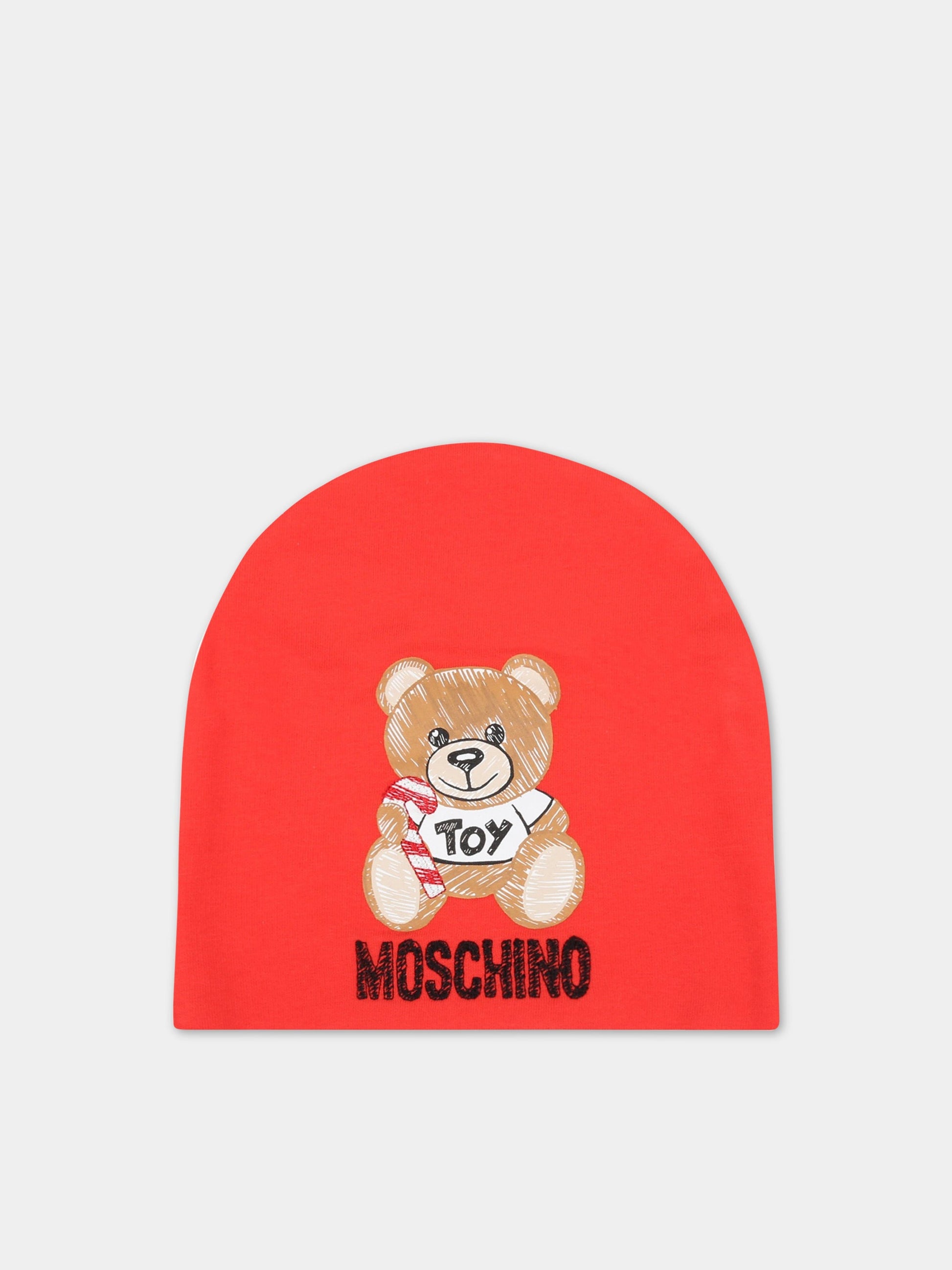 Set rosso per neonati con teddy bear,Moschino Kids,MNY026 LDA14 50109