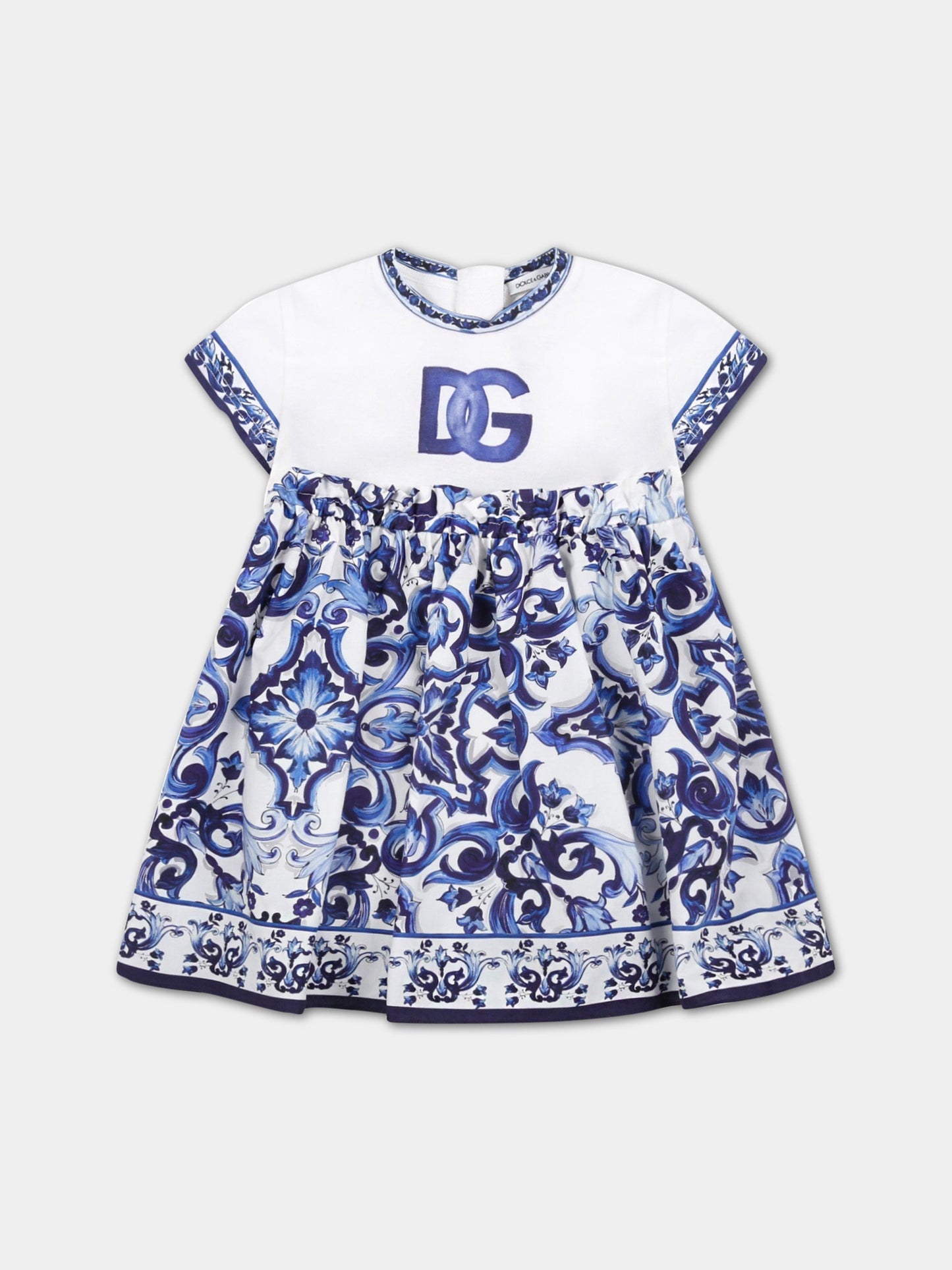 Vestito bianco per neonata con logo,Dolce & Gabbana Kids,L2JDZ1 G7E2H HA3TN