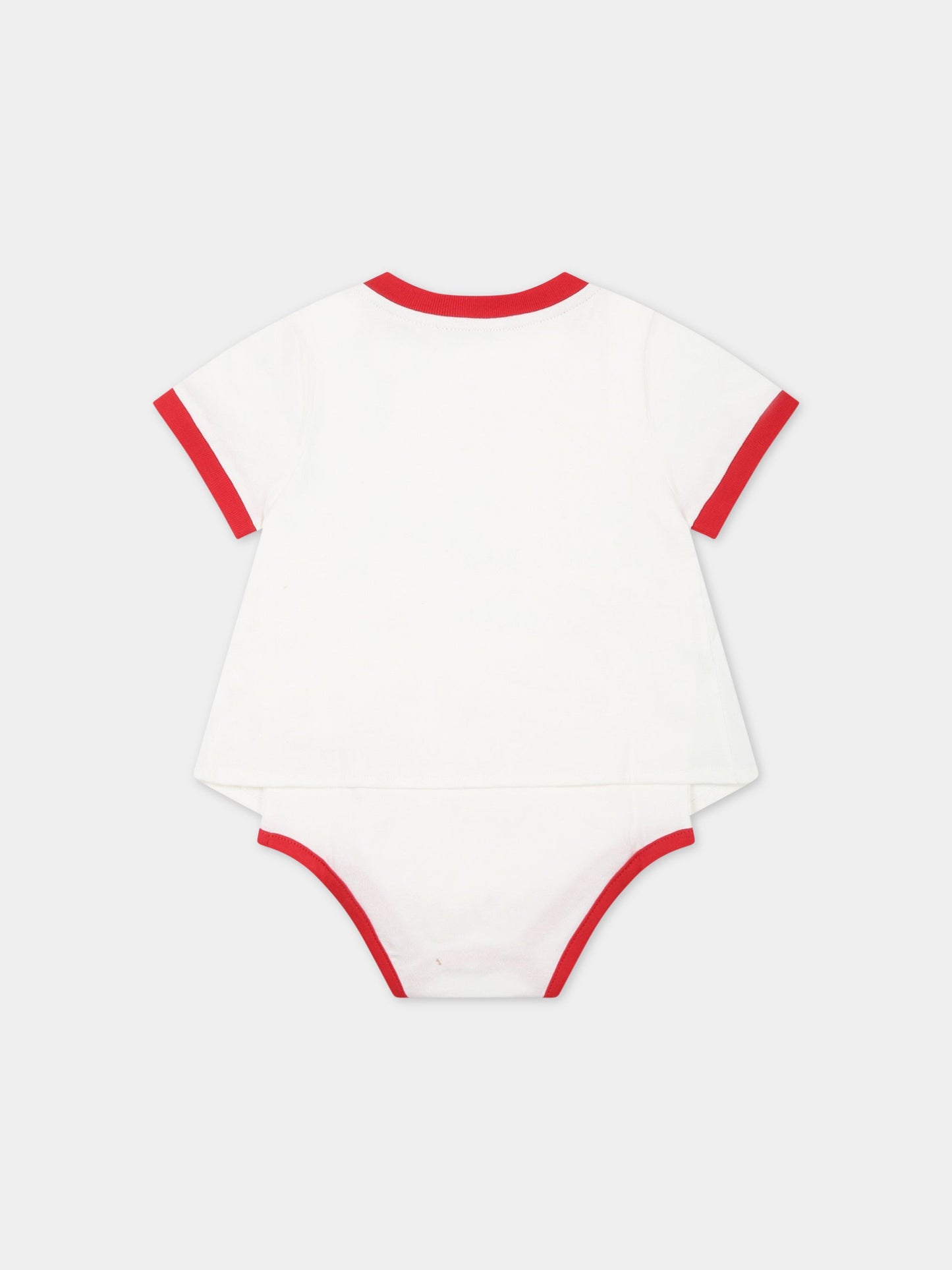 Body bianco per neonata con pomodori e logo,Dolce & Gabbana Kids,L2JOY3 G7E1D W0111