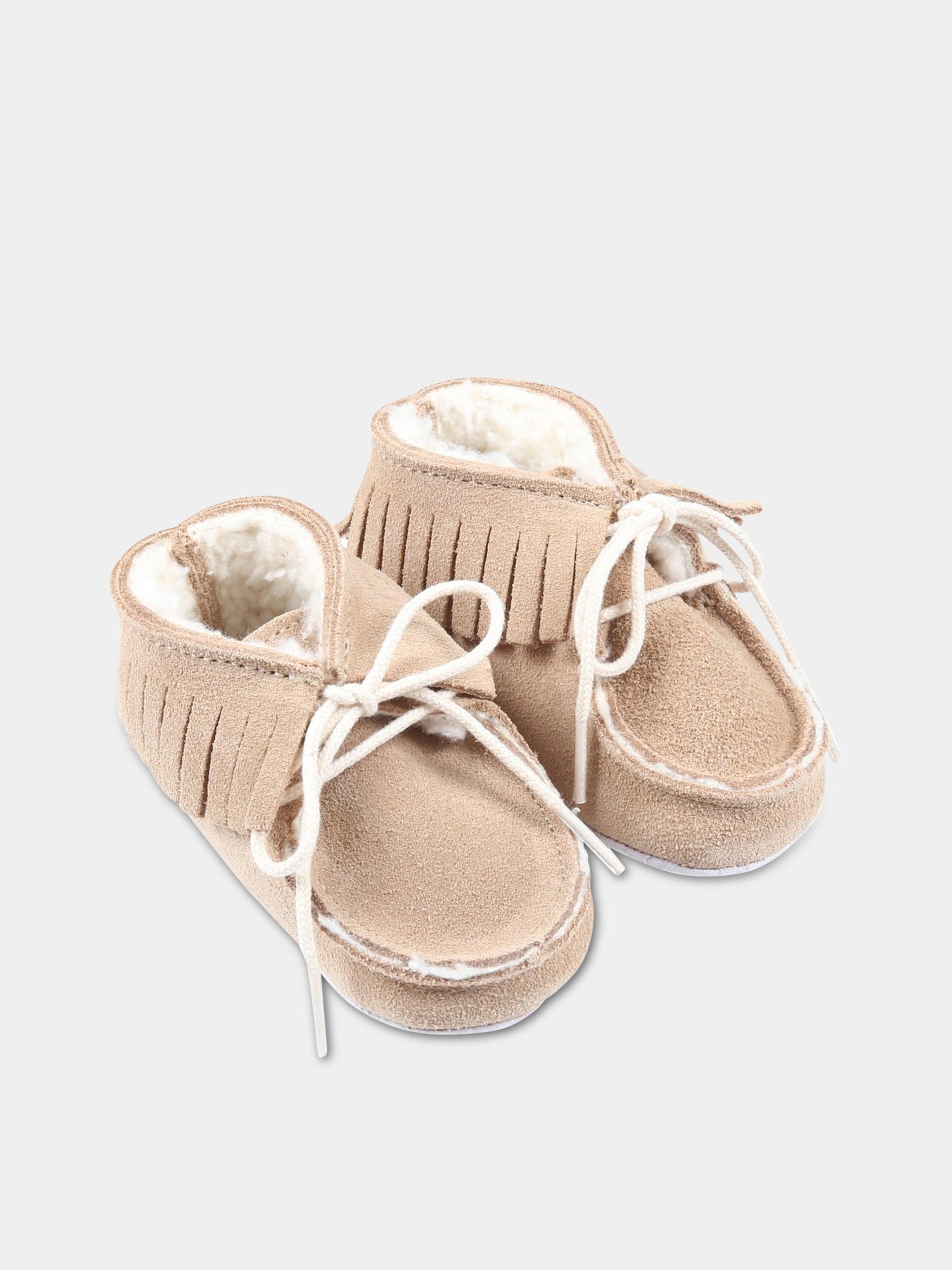 Scarpe beige per neonato con frange,Tartine Et Chocolat,TV80011 62