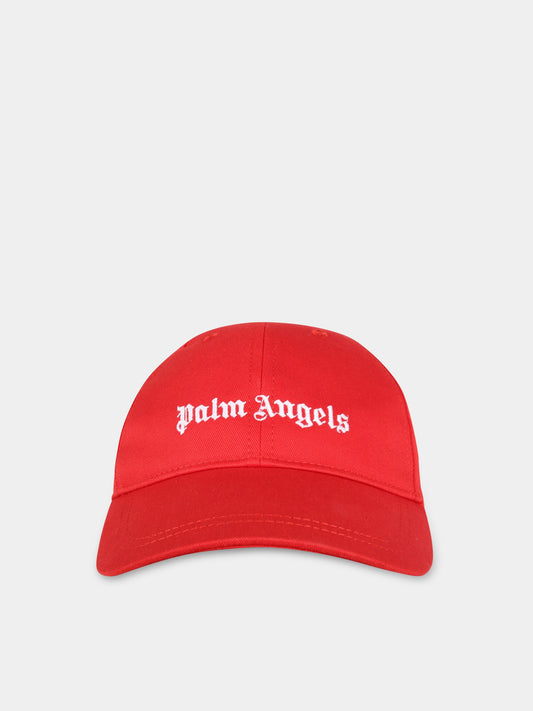 Cappello rosso per bambini con logo,Palm Angels,PBLB002F22FAB0012501