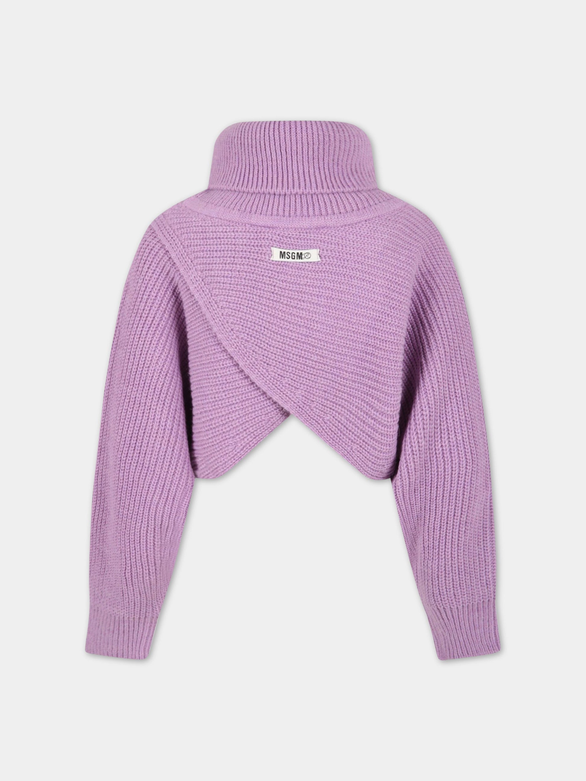 Maglione lilla per bambina,Msgm Kids,MS029161 071