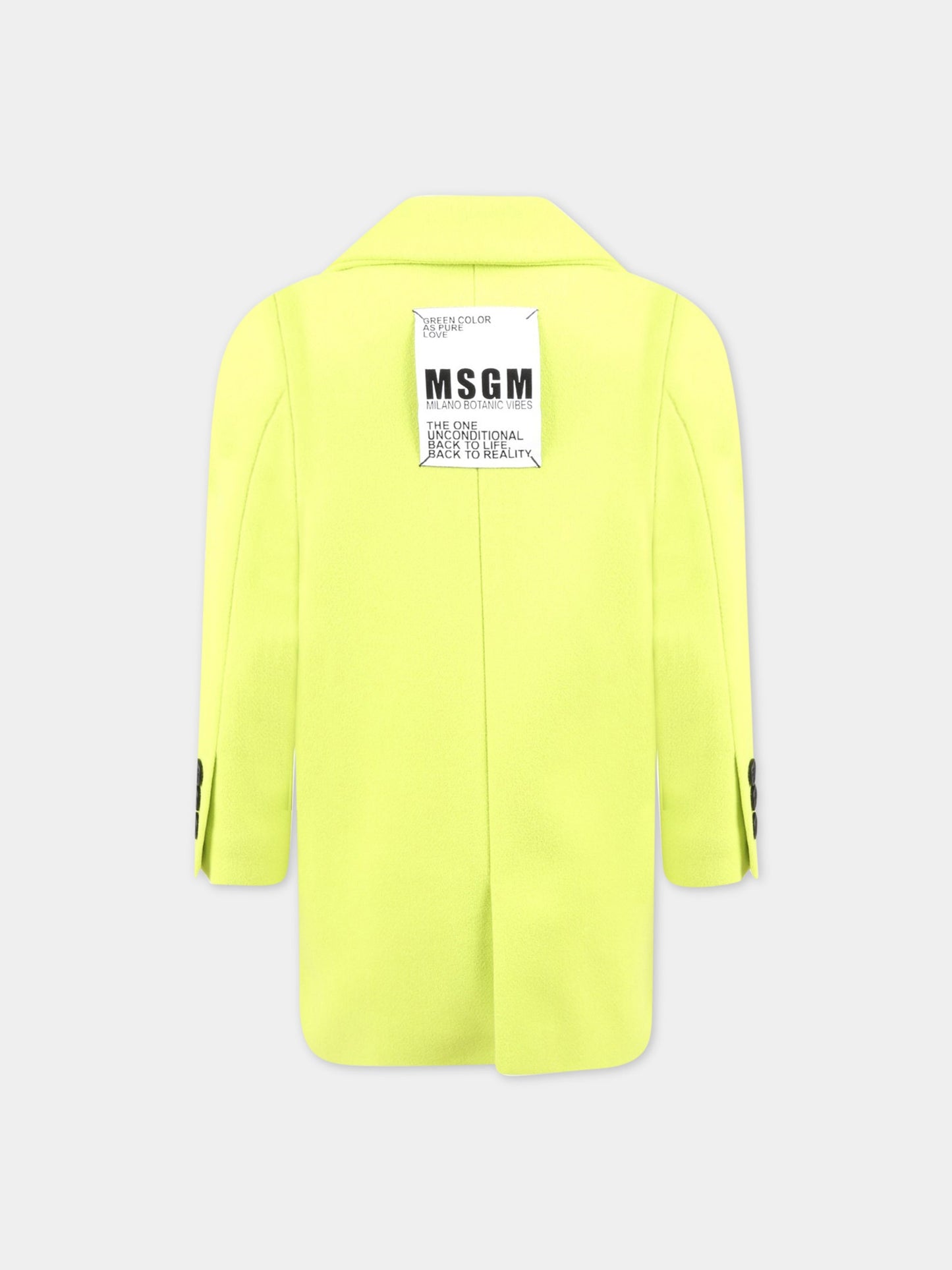 Cappotto verde lime per bambina,Msgm Kids,MS029191 086