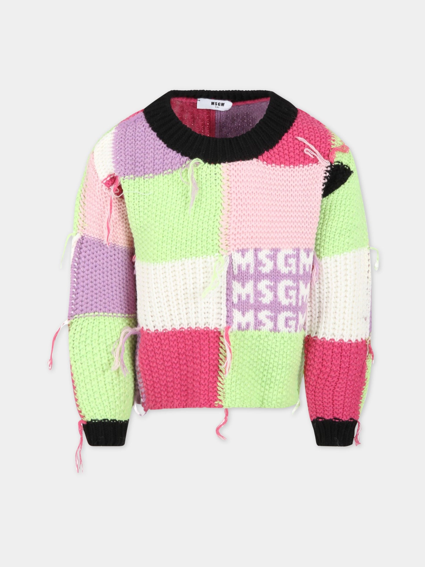 Maglione multicolor per bambina con logo,Msgm Kids,MS029178 200