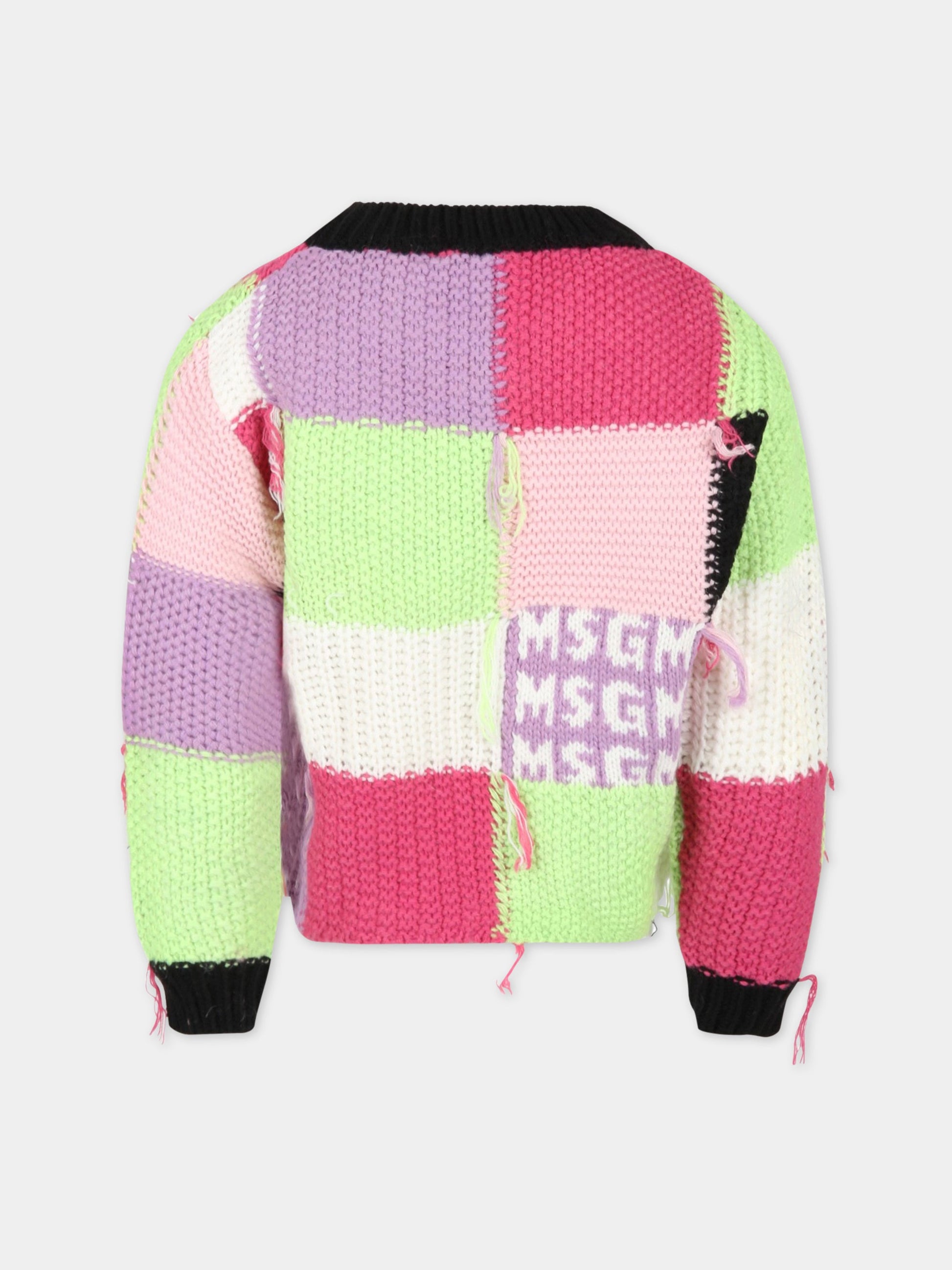 Maglione multicolor per bambina con logo,Msgm Kids,MS029178 200