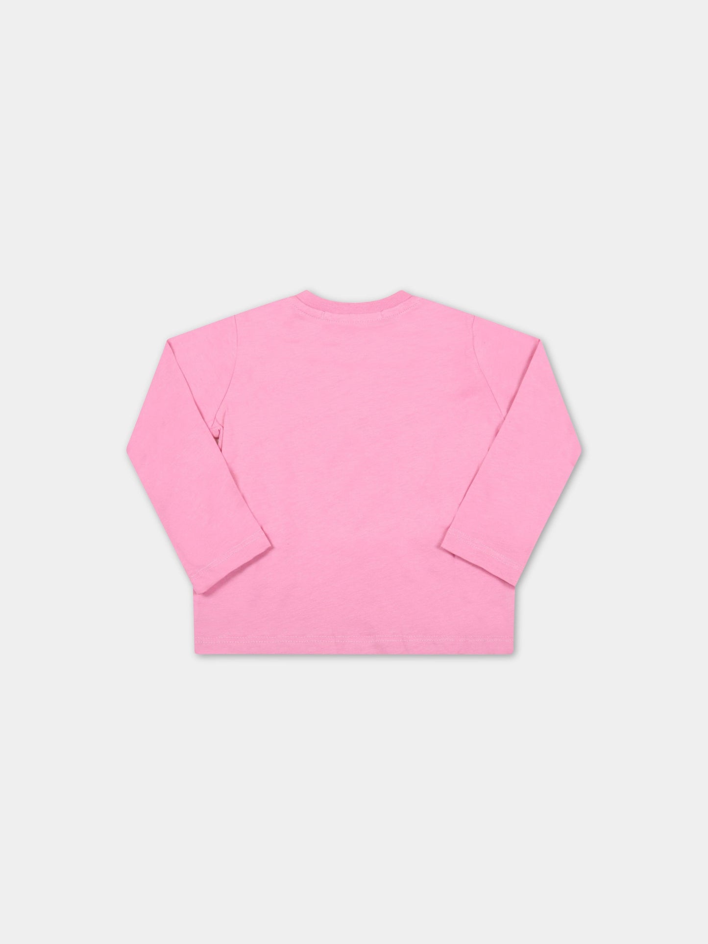 T-shirt rosa per neonata con logo,Msgm Kids,MS029106 042