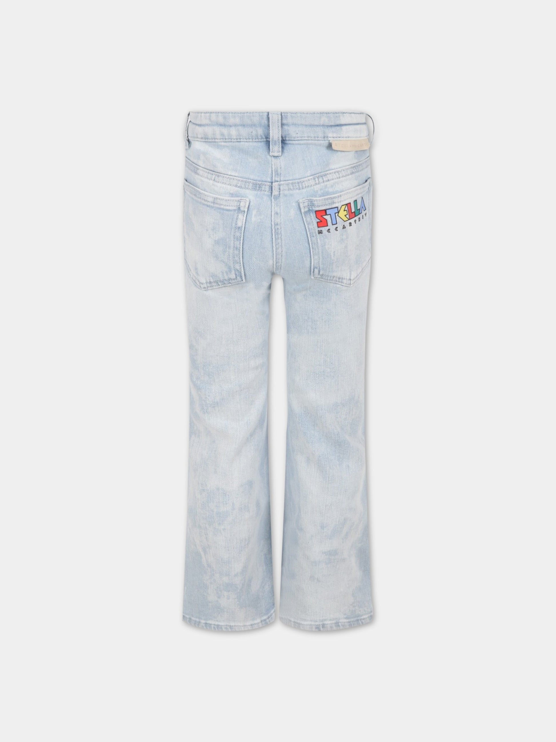 Jeans celeste per bambina con Topolino,Stella Mccartney Kids,8R6E40 Z1038 615