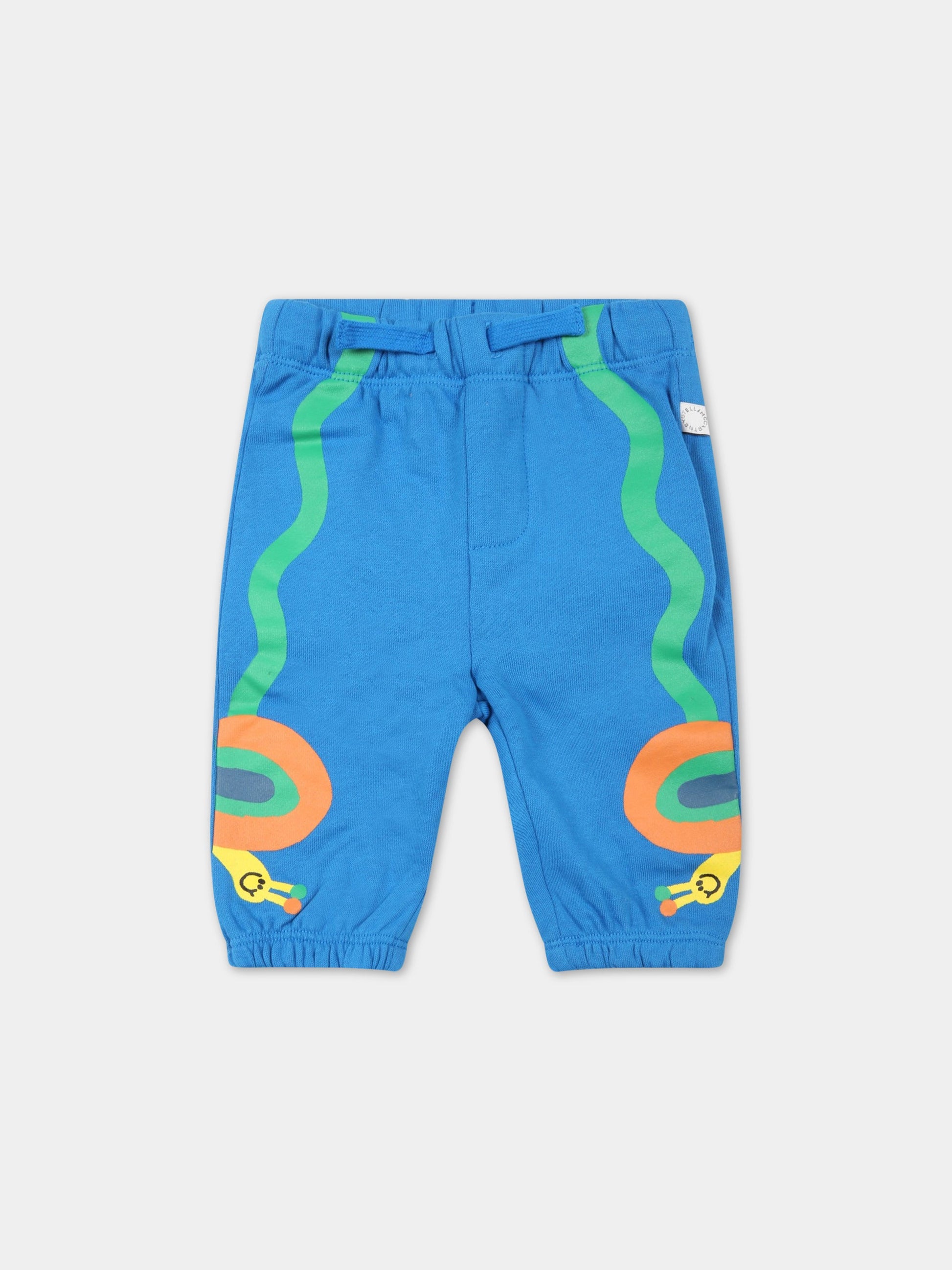 Pantaloni celesti da tuta per neonato con lumache,Stella Mccartney Kids,8R6530 Z0447 618