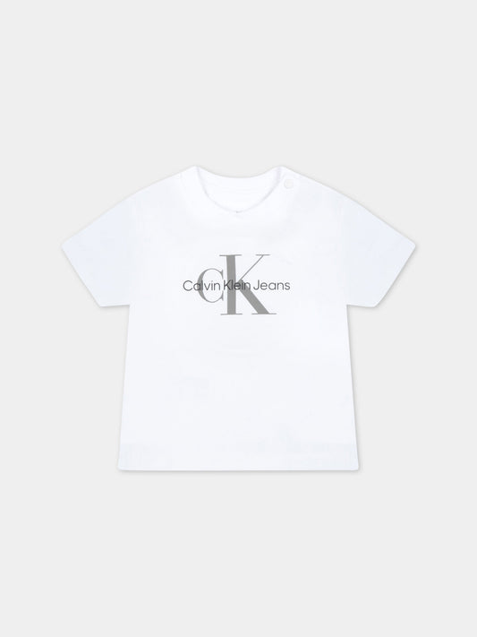 T-shirt bianca per neonati con loghi,Calvin Klein Kids,CKIN0IN00001 IN0IN00001 YAF