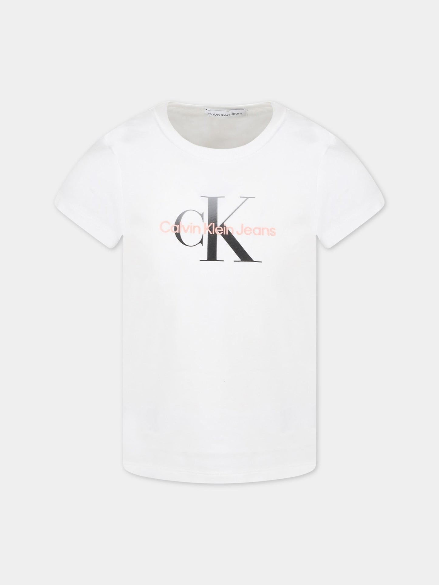 T-shirt bianca per bambina con loghi,Calvin Klein Kids,CKIG0IG01785 IG0IG01785 YAF