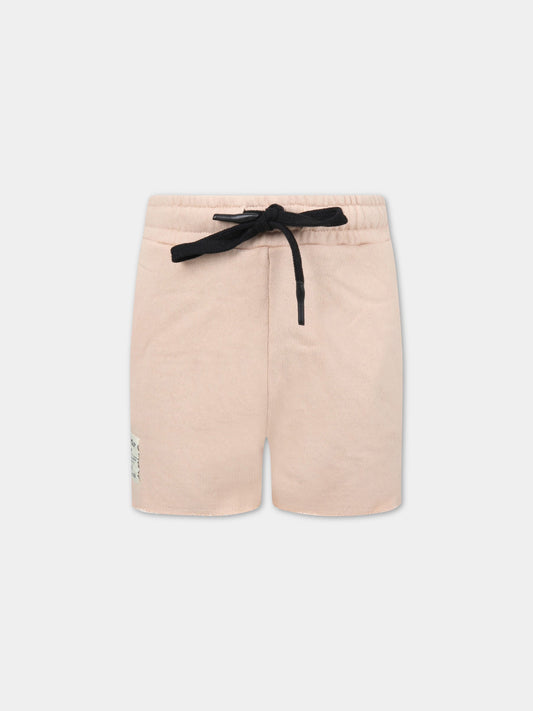 Short rosa per bambina con logo,Nununu,NU3358A/B NUDE