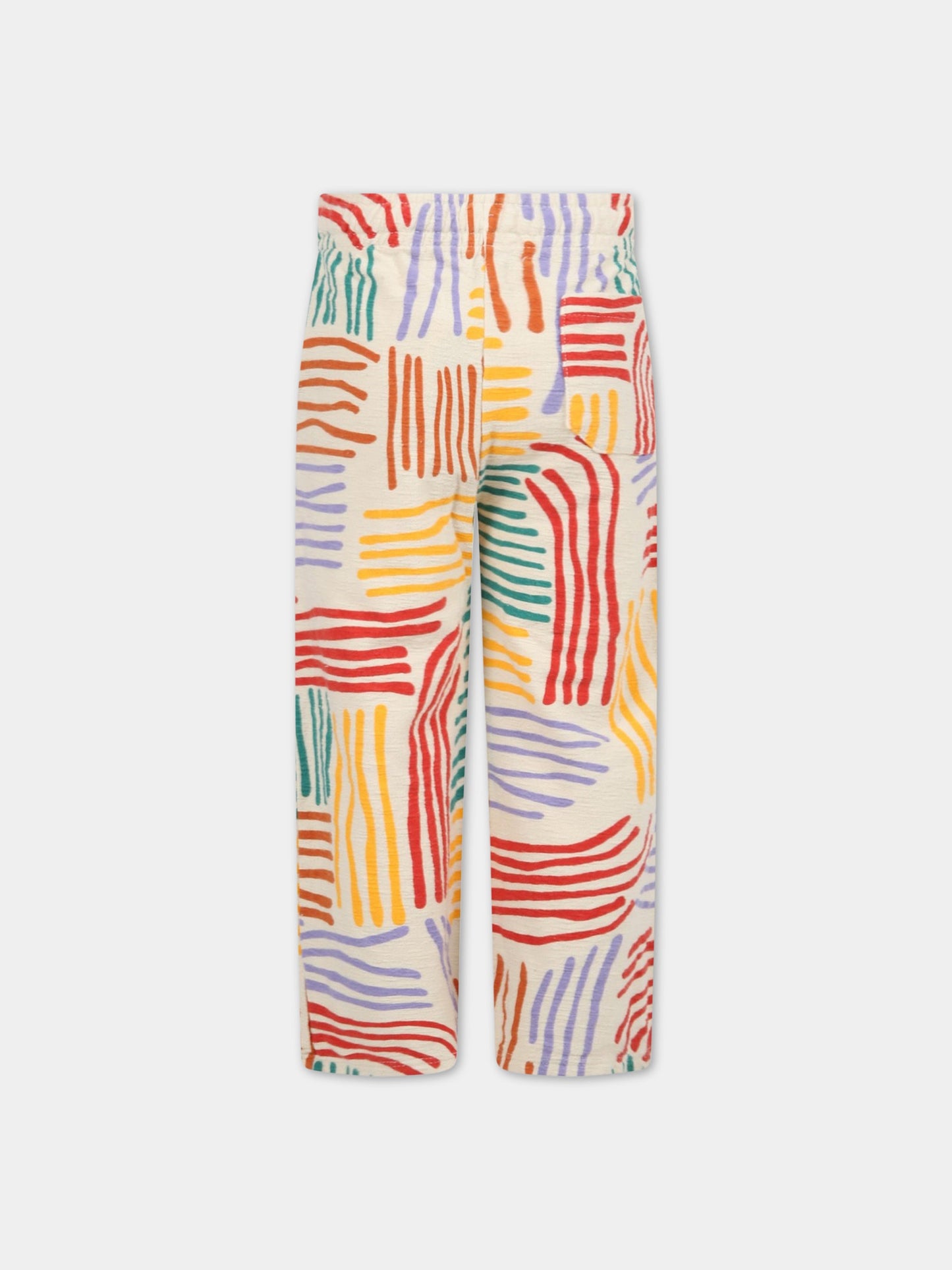 Pantaloni avorio da tuta per bambini con linee colorate,Bobo Choses,222AC067