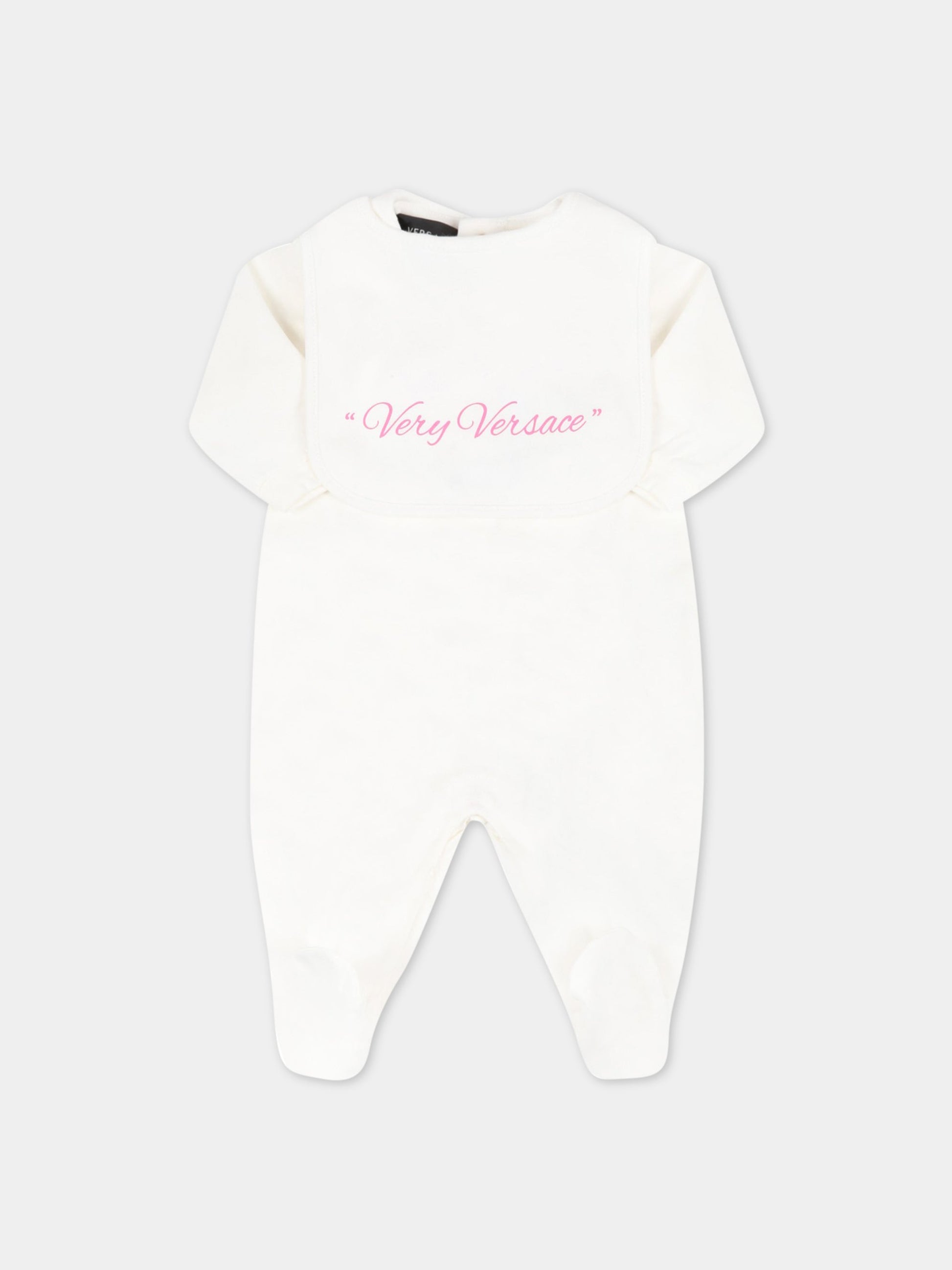 Set bianco per neonata con logo,Versace,1007621 1A05455 2WC40 AY0034