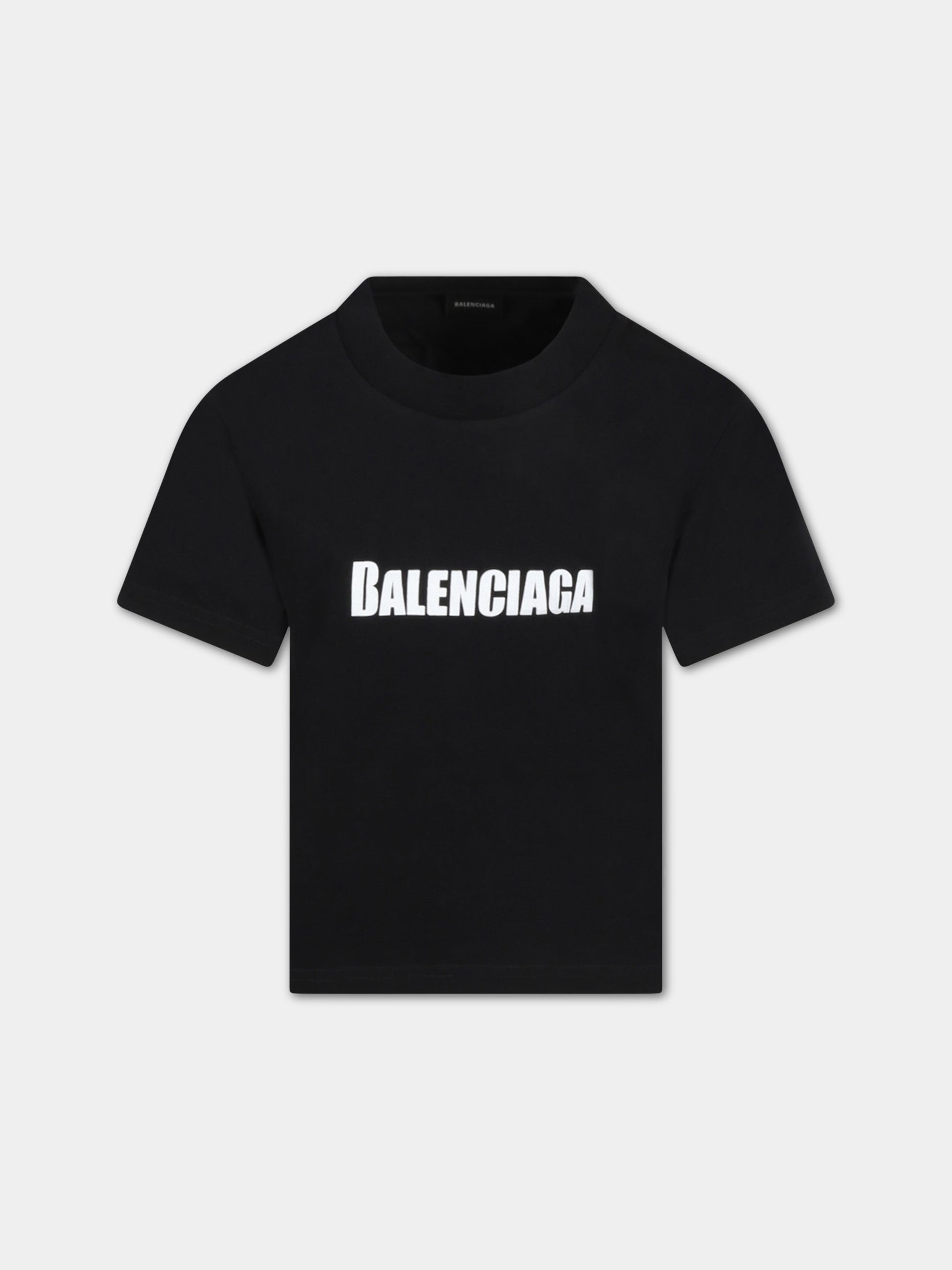 T-shirt nera per bambino con logo,Balenciaga,681864 TNVI1 1070