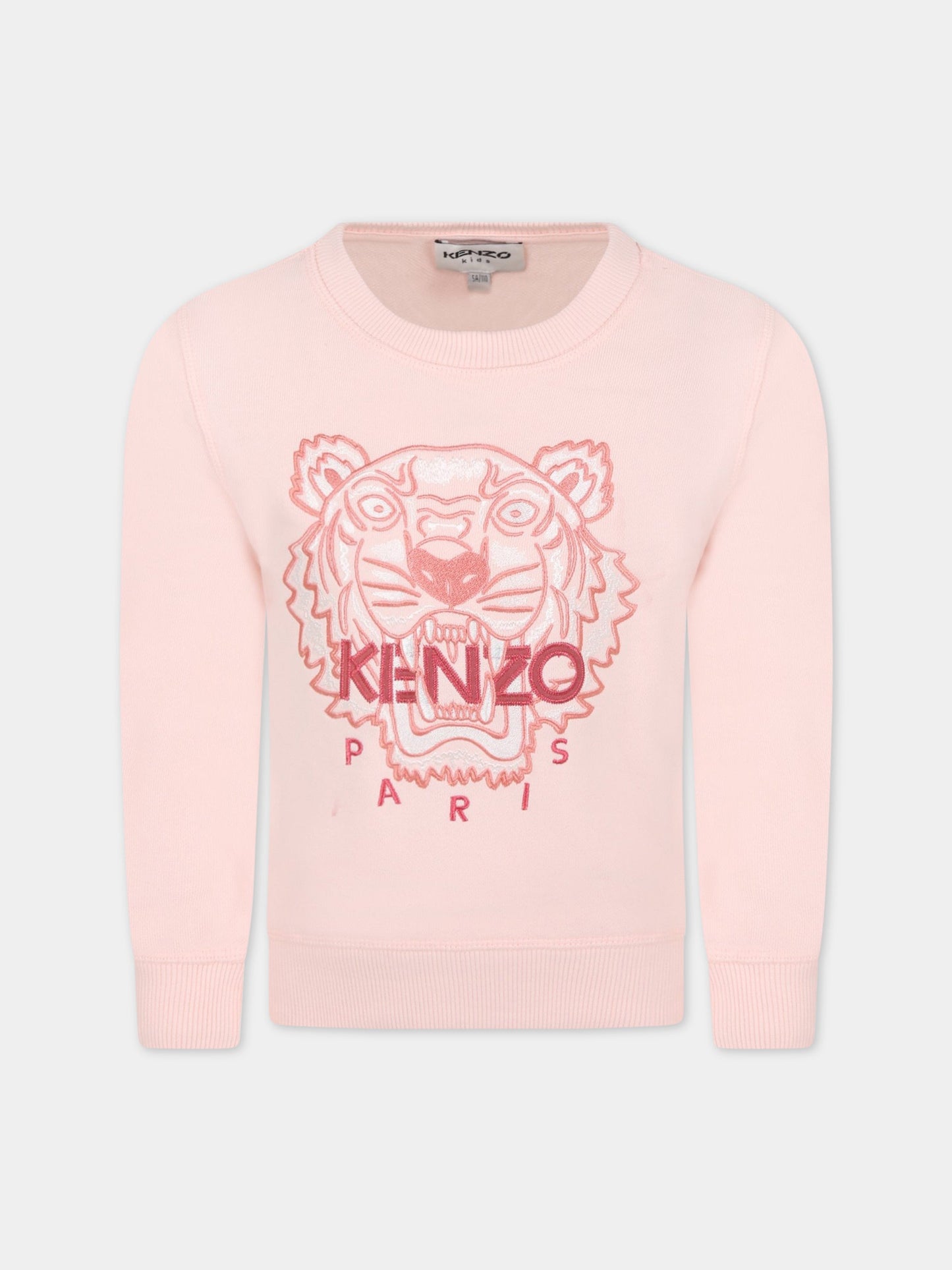 Felpa rosa per bambina con iconica tigre,Kenzo Kids,K15131 477