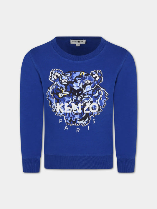 Felpa blu per bambino con tigre camouflage,Kenzo Kids,K25159 829