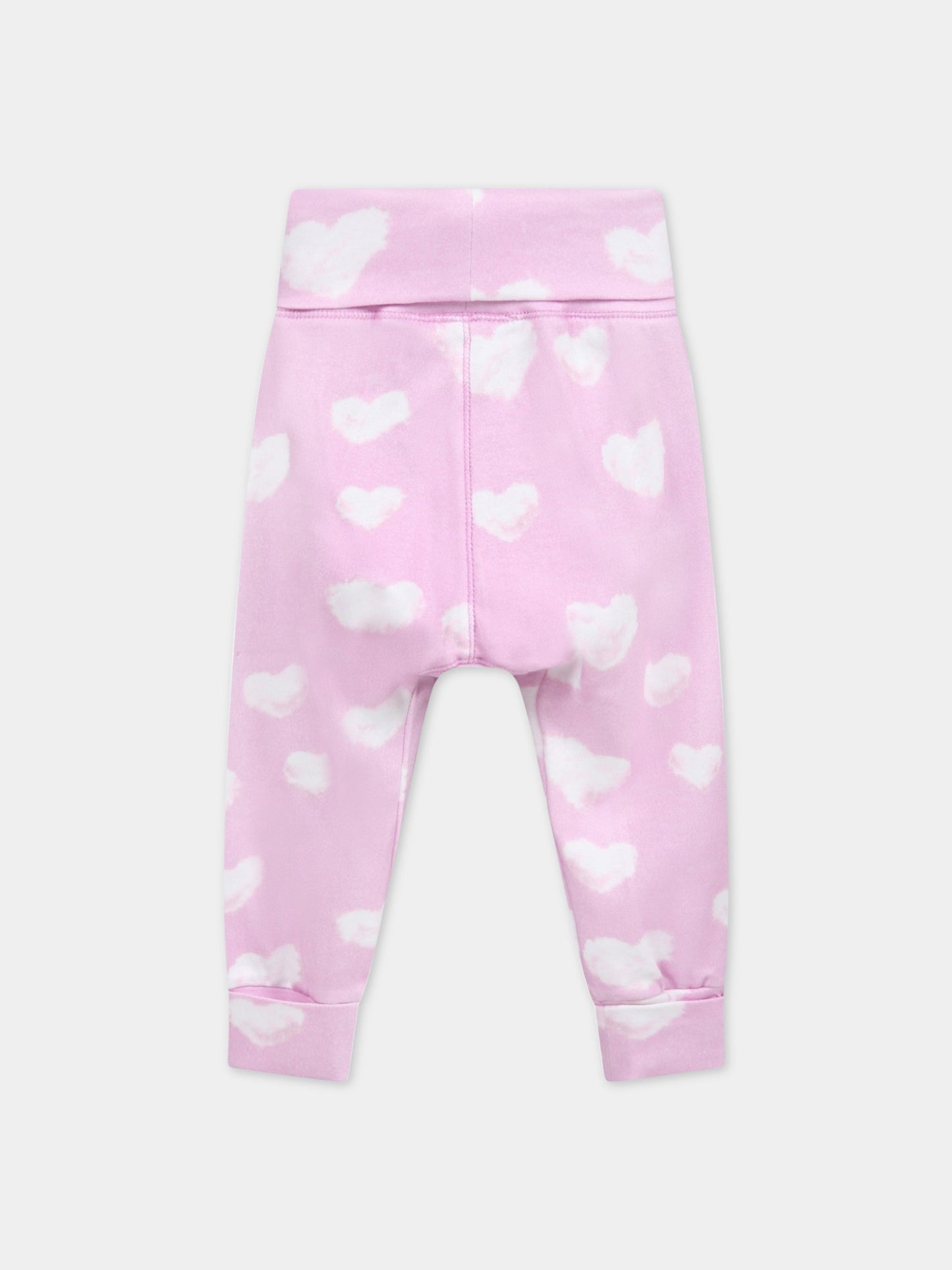 Pantaloni rosa da tuta per neonati con iconiche nuvole bianche,Rainbow Clouds,SAN 6705