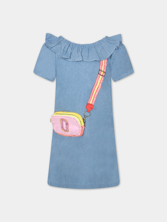 Vestito celeste per bambina con logo,Little Marc Jacobs,W12406 Z10