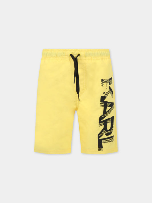 Short mare giallo per bambino con logo,Karl Lagerfeld Kids,Z20067 508