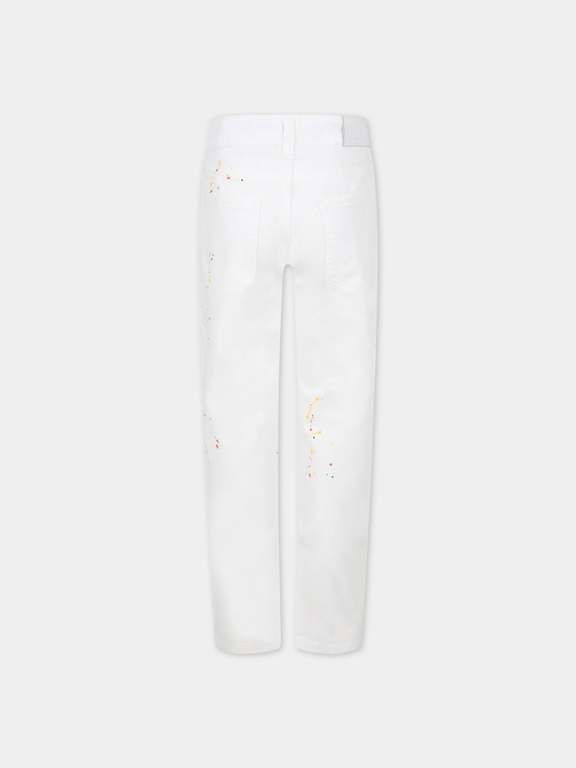 Jeans bianco per bambino con macchie,Msgm Kids,MS028882 125