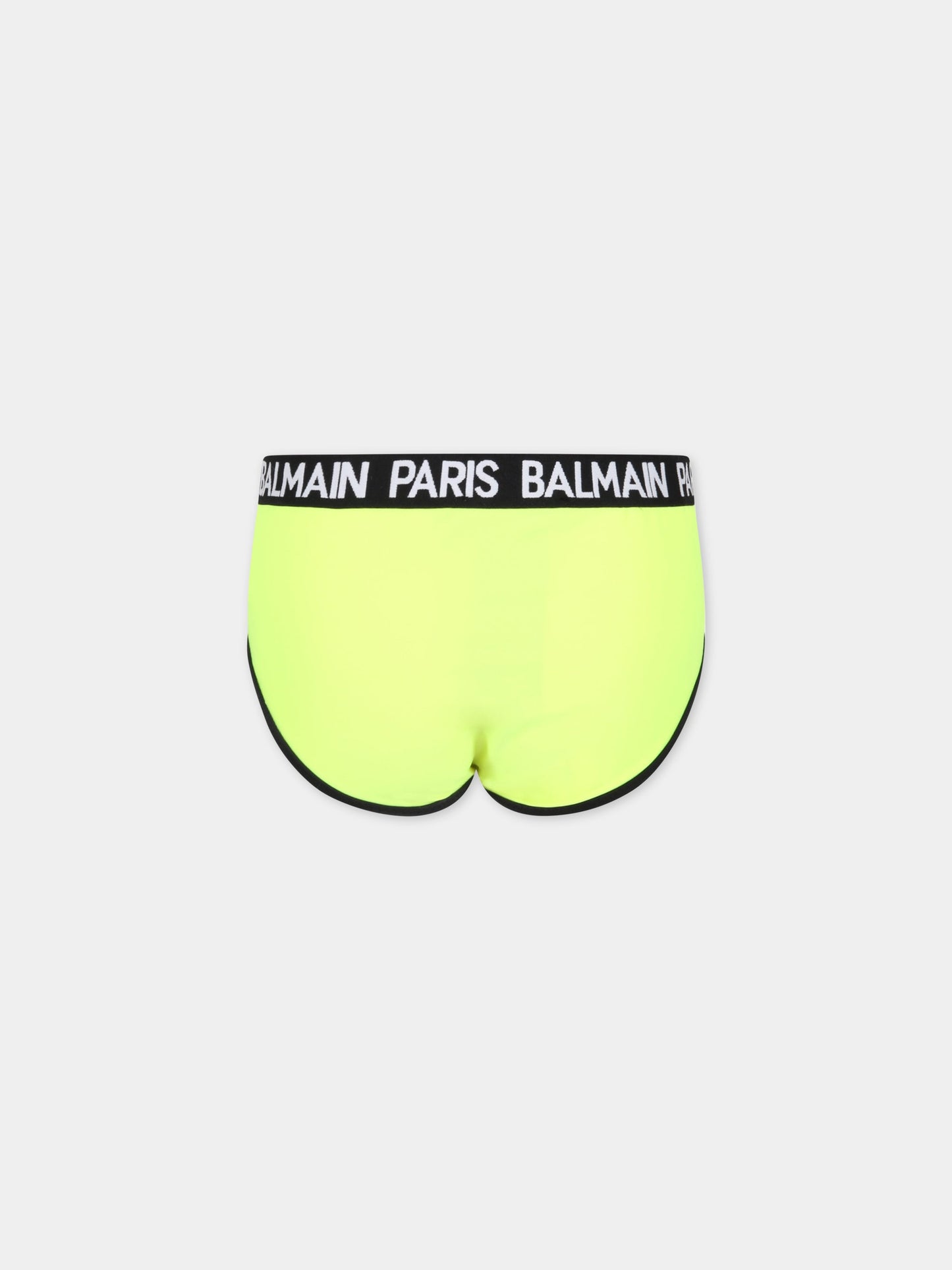 Slip mare giallo fluo per bambino con loghi,Balmain Kids,6Q0529 Z0005 290