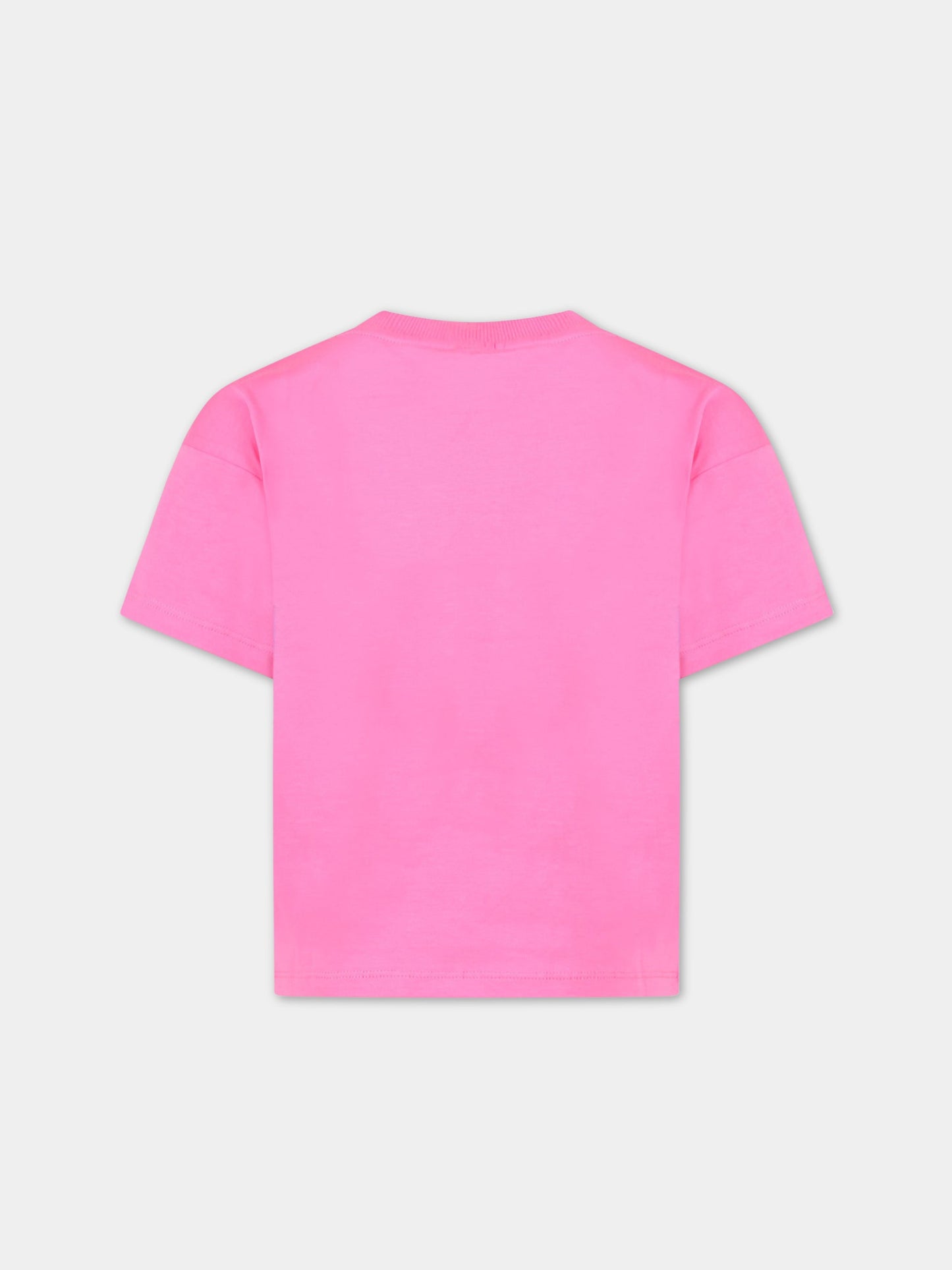 T-shirt fucsia per bambina con mostro di Loch Ness,Mini Rodini,2312012128