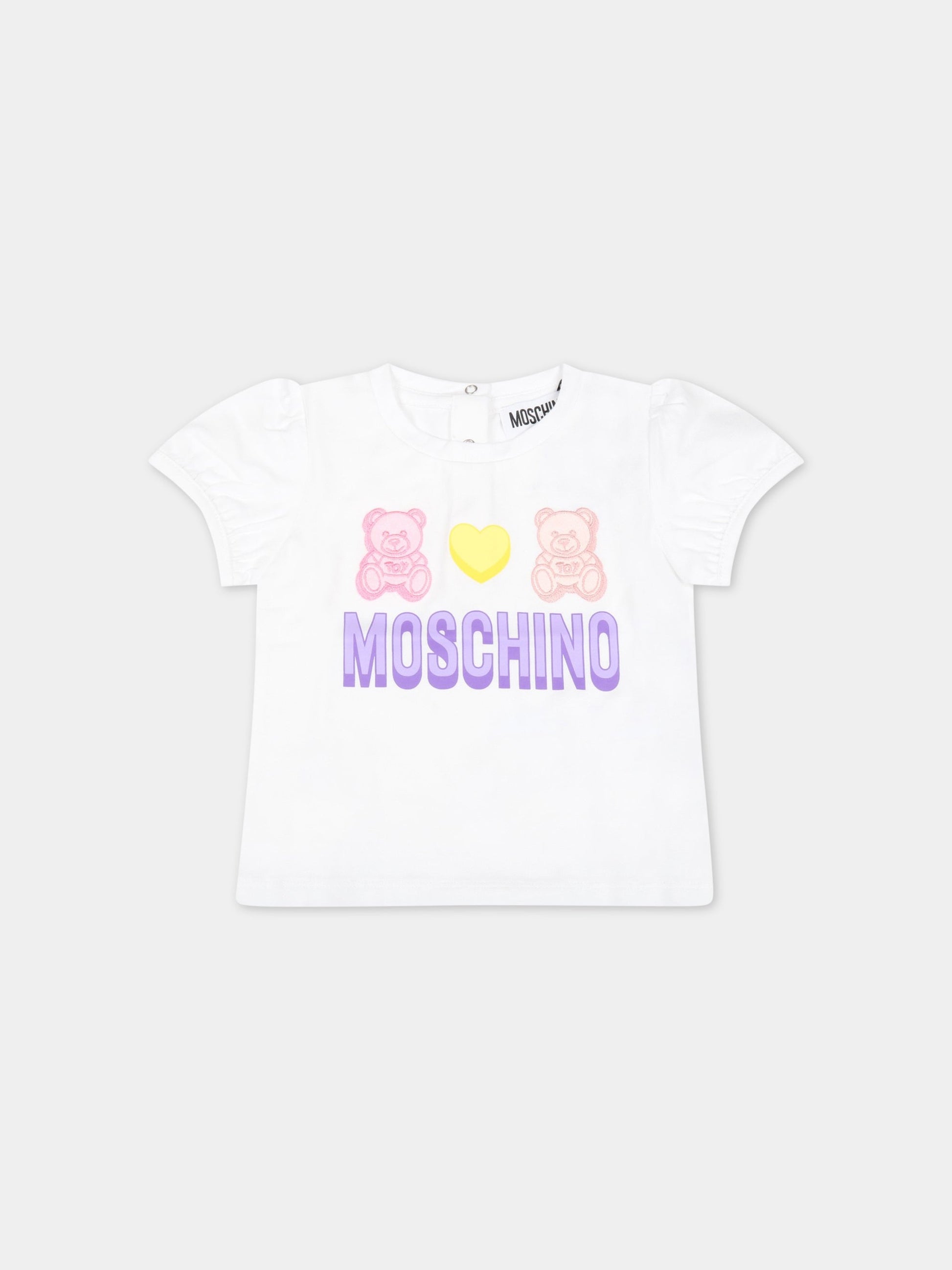 Completo multicolor per neonata con logo viola,Moschino Kids,MDG00L LBB92 10101