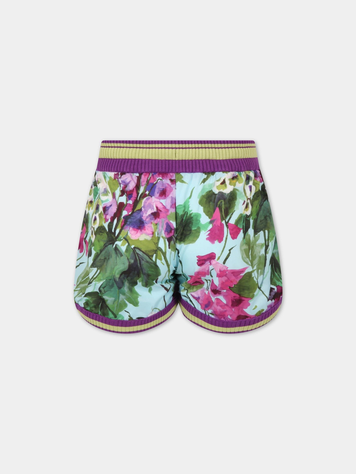 Short celeste per bambina con campanule,Dolce & Gabbana Kids,L5JQ76 HSM8V HC3JB