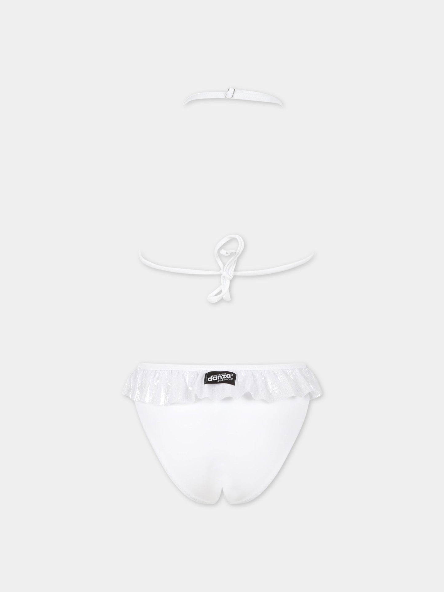 Bikini bianco per bambina con rouche argentate,Dimensione Danza,029747 122