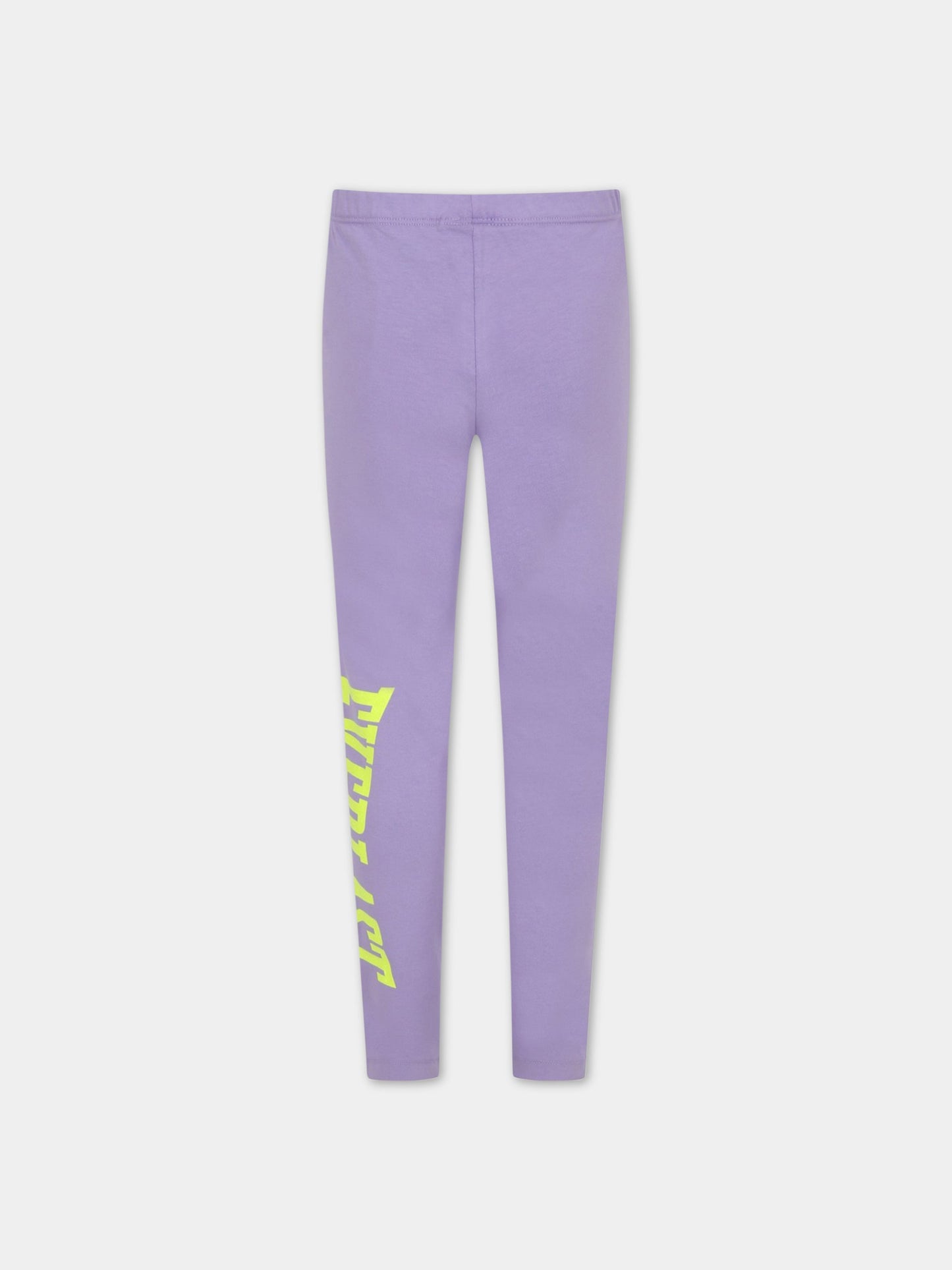 Leggings lilla per bambina con logo giallo fluo,Everlast,031082 071