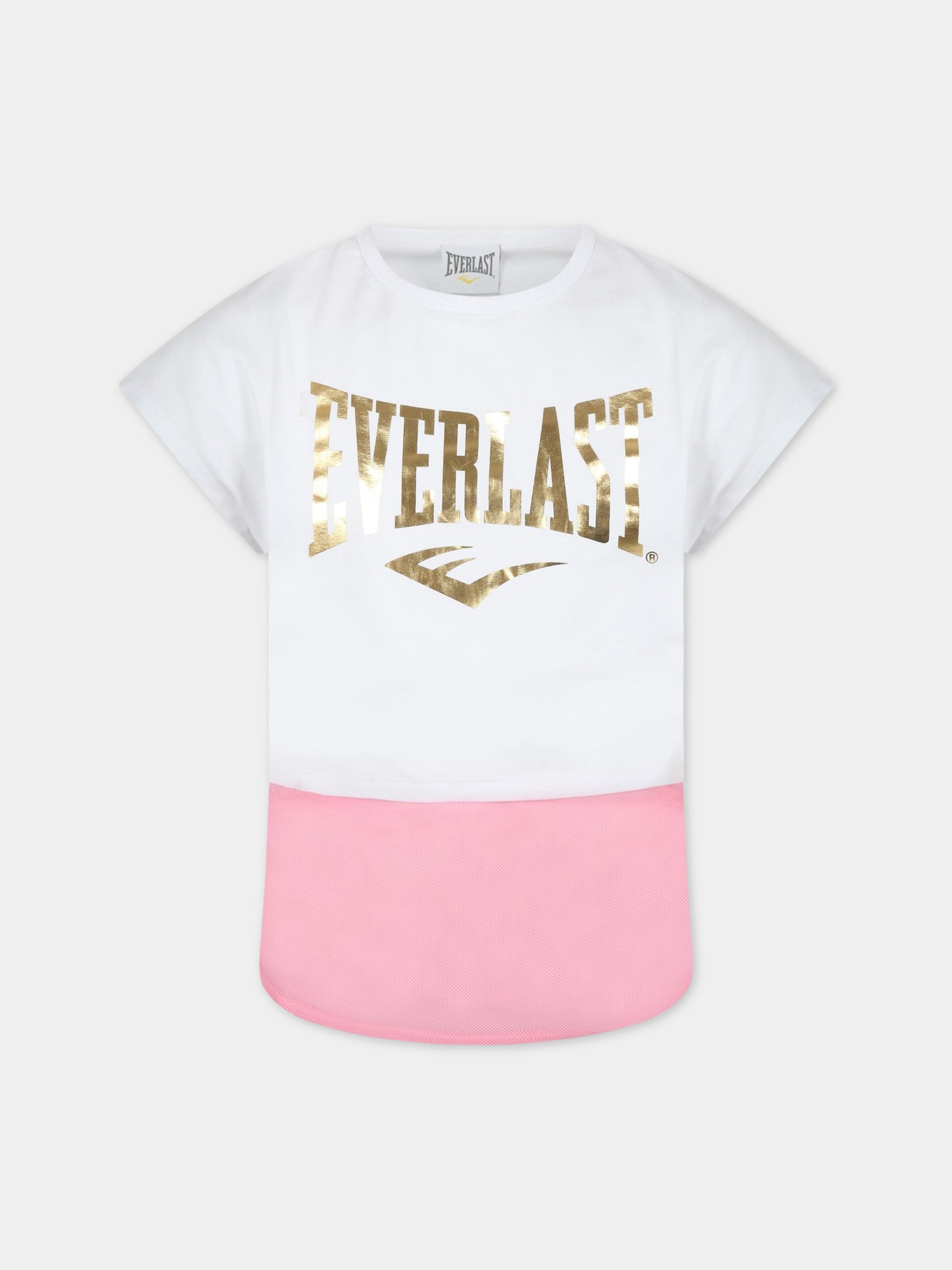 T-shirt bianca per bambina con logo dorato,Everlast,031087 001