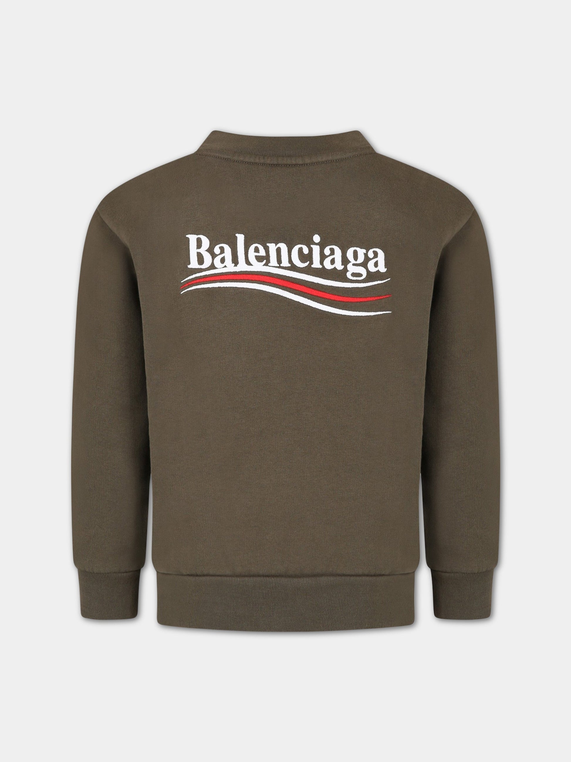 Felpa verde per bambini con logo,Balenciaga,682018 TMVE6 2463