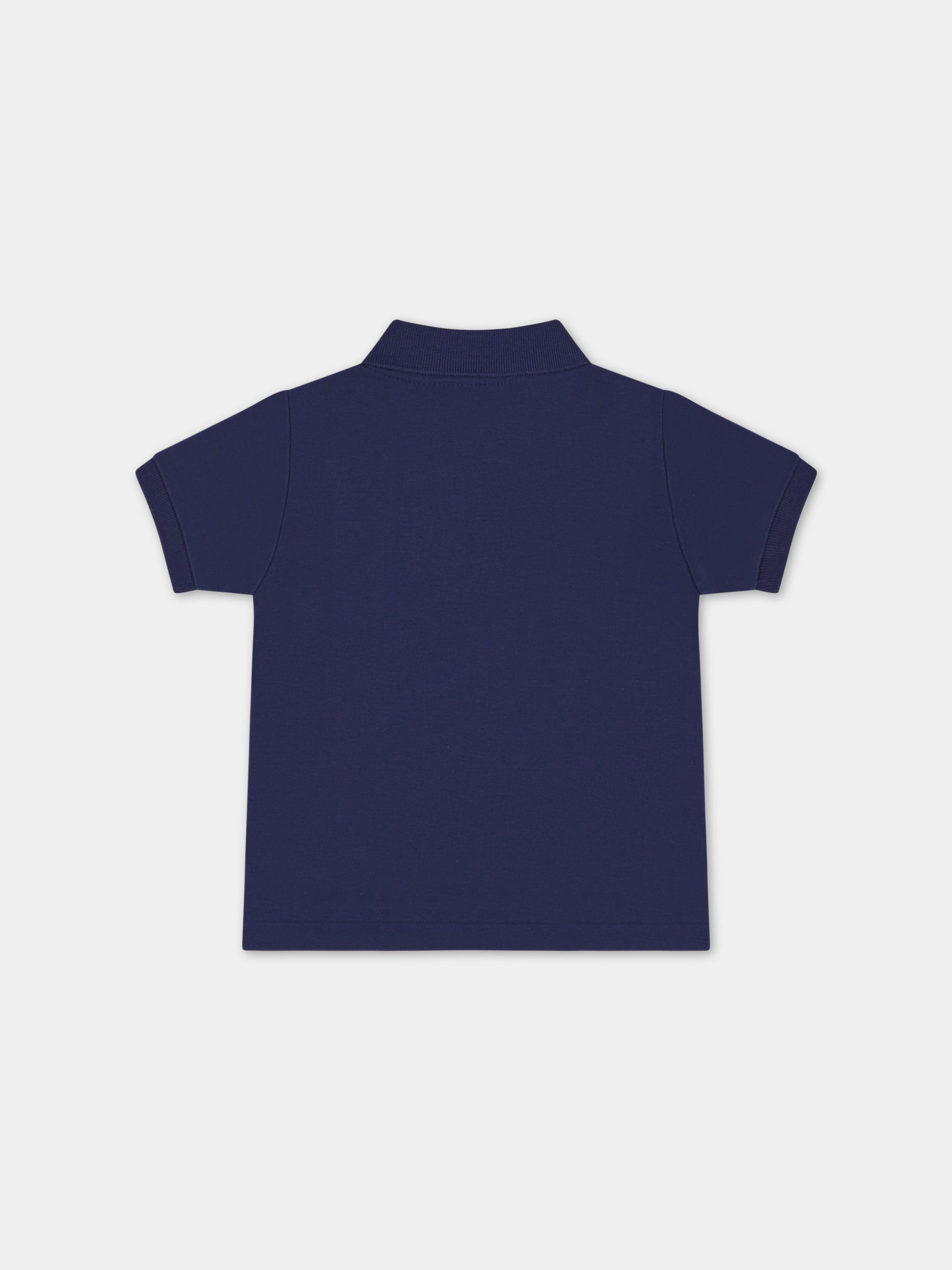 Polo blu per neonato con iconico Pony rosso ricamato,Ralph Lauren Kids,570127002