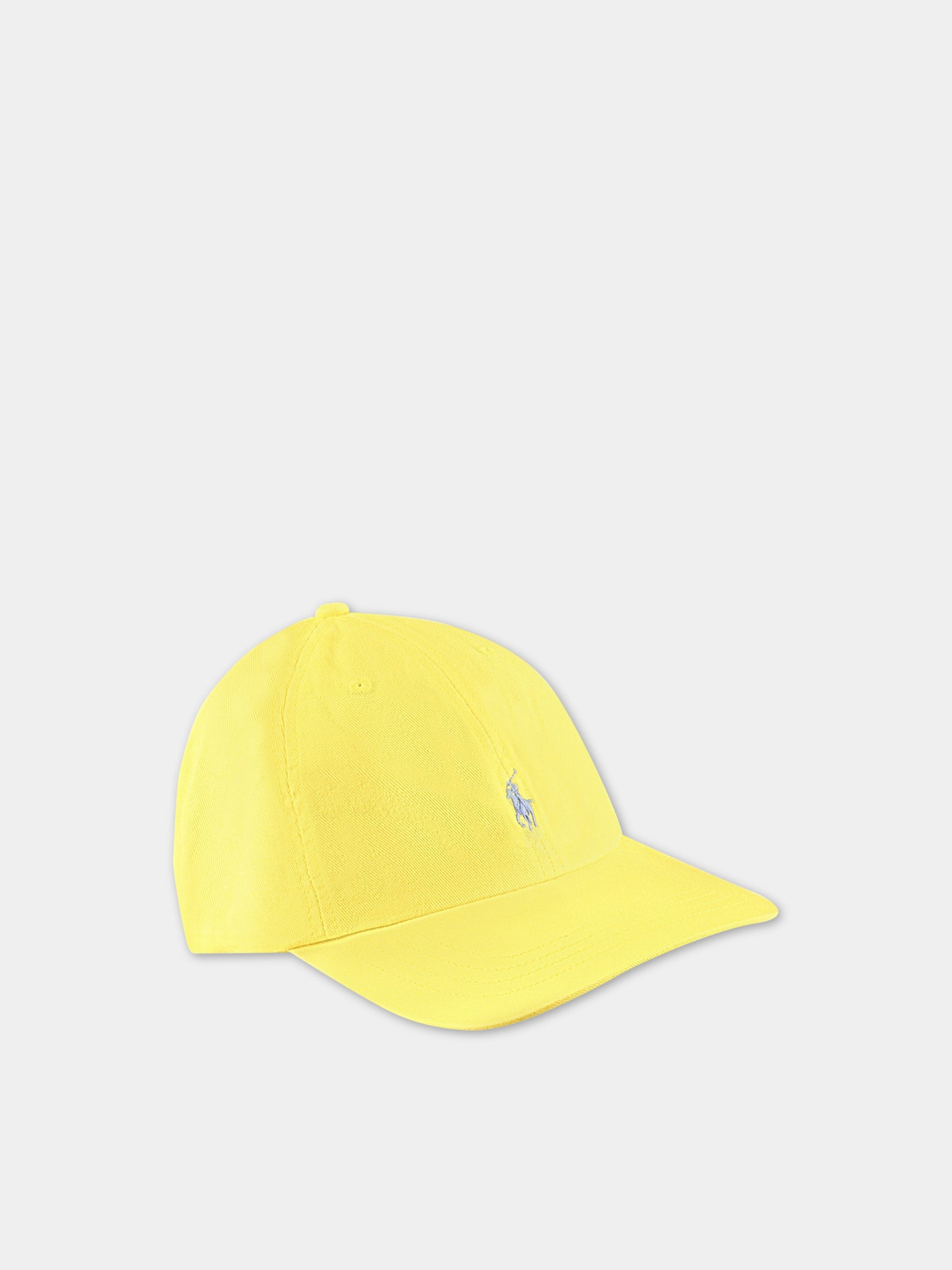 Cappello giallo per bambini con pony blu ricamato,Ralph Lauren Kids,785653043