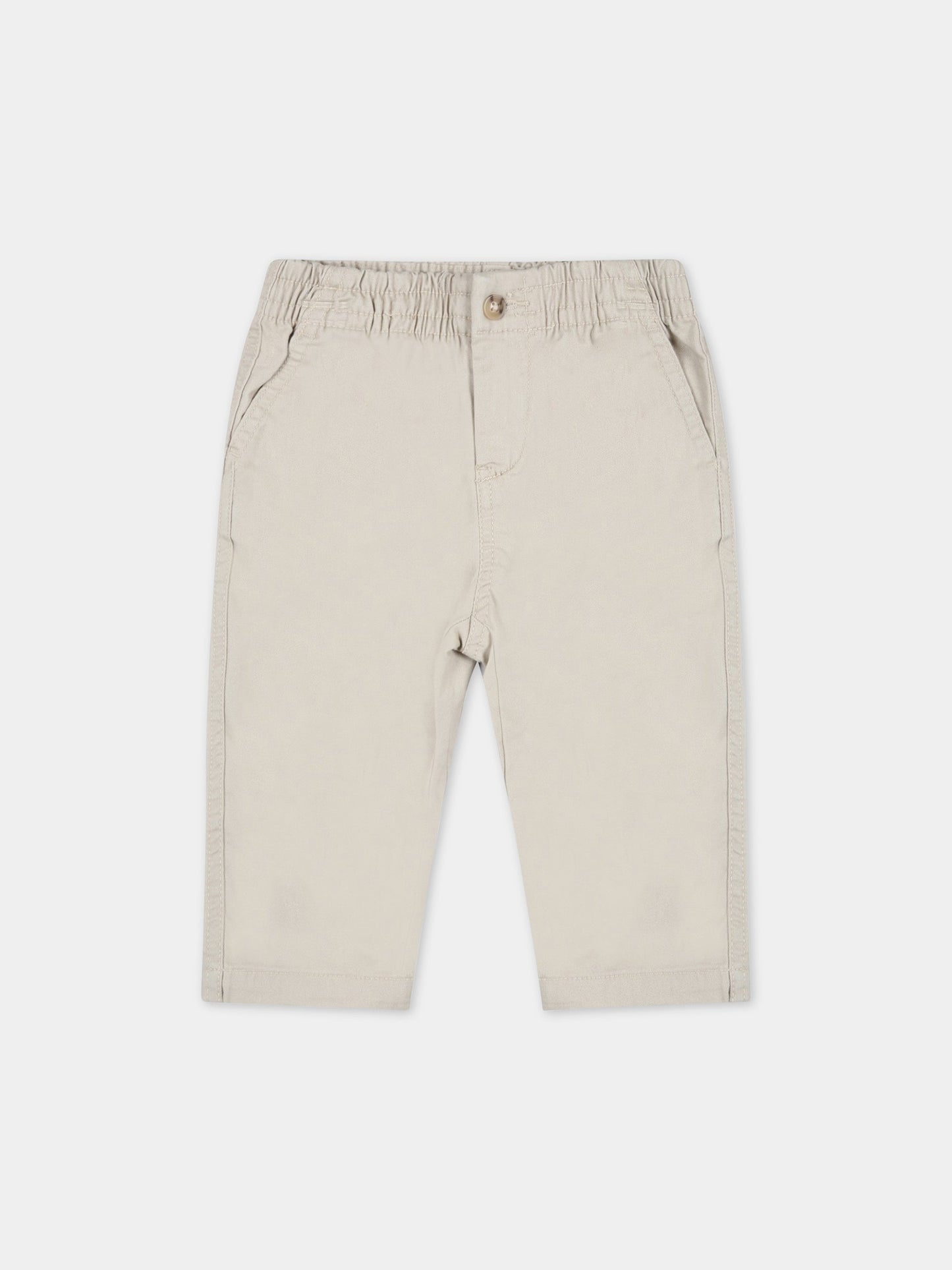 Pantaloni beige per neonato con logo,Ralph Lauren Kids,855803001