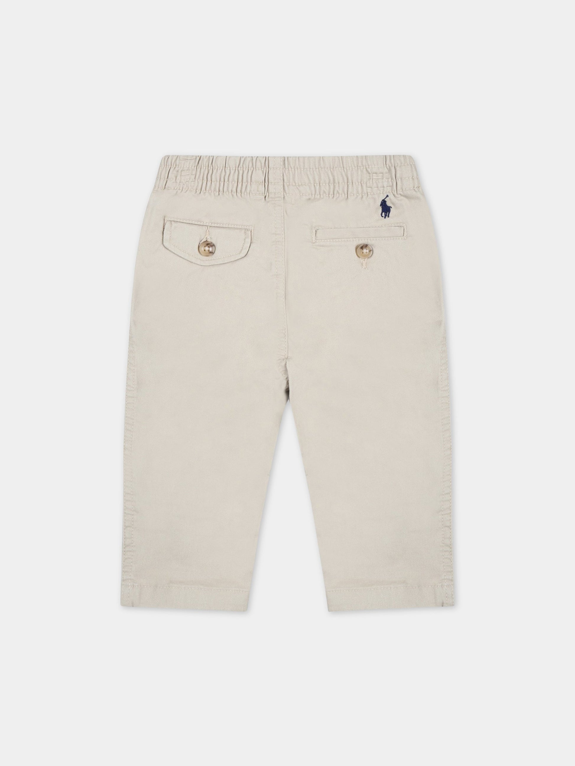 Pantaloni beige per neonato con logo,Ralph Lauren Kids,855803001