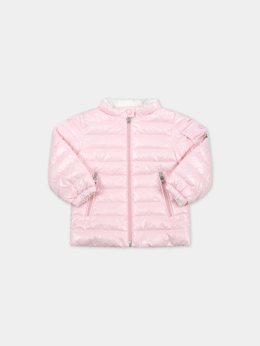 Piumino  Paulas  rosa per neonata con patch logato,Moncler Kids,951 1A00008 68950 506