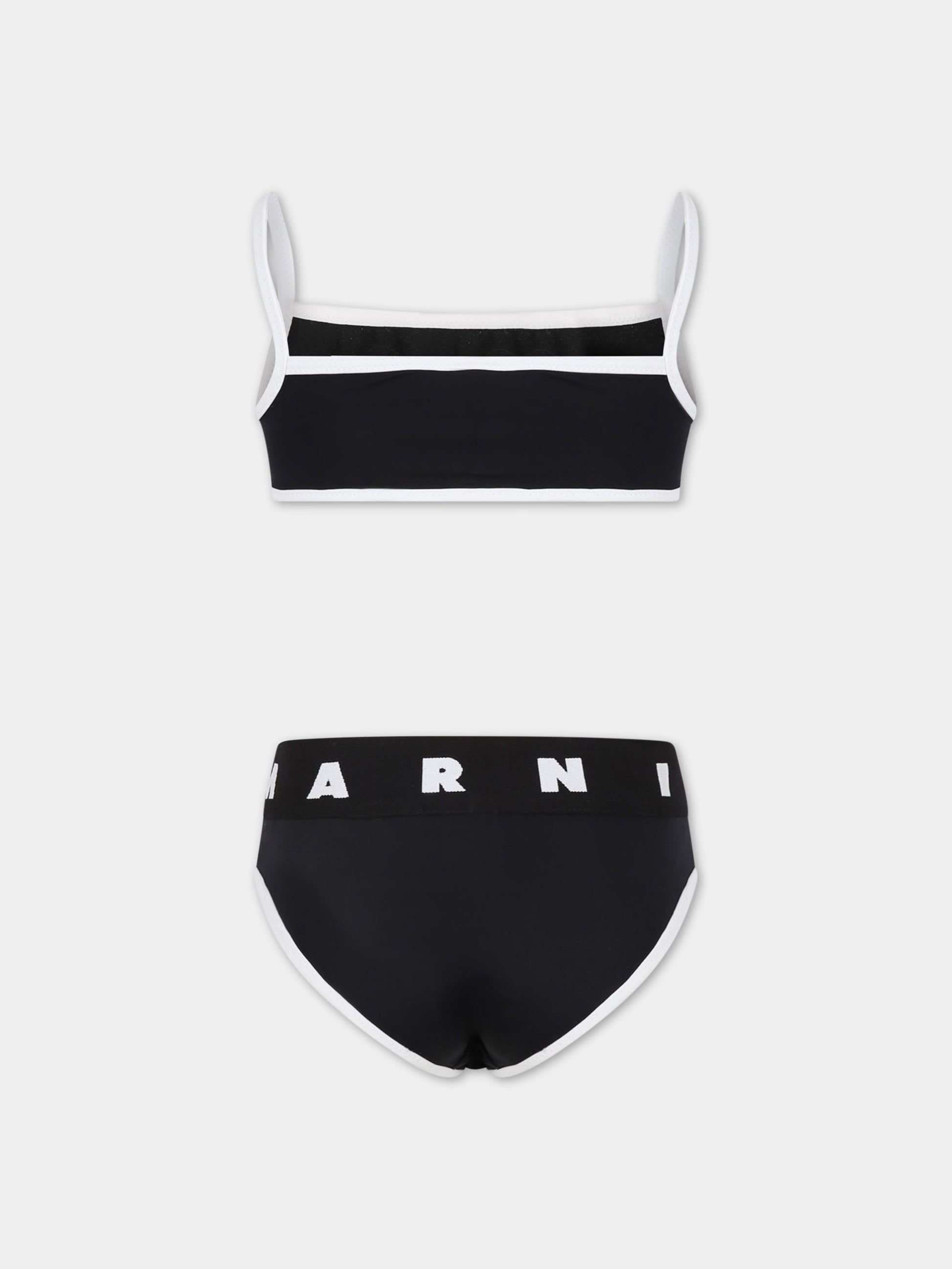 Bikini nero per bambina con logo,Marni Kids,M00735 M00M2 0M900