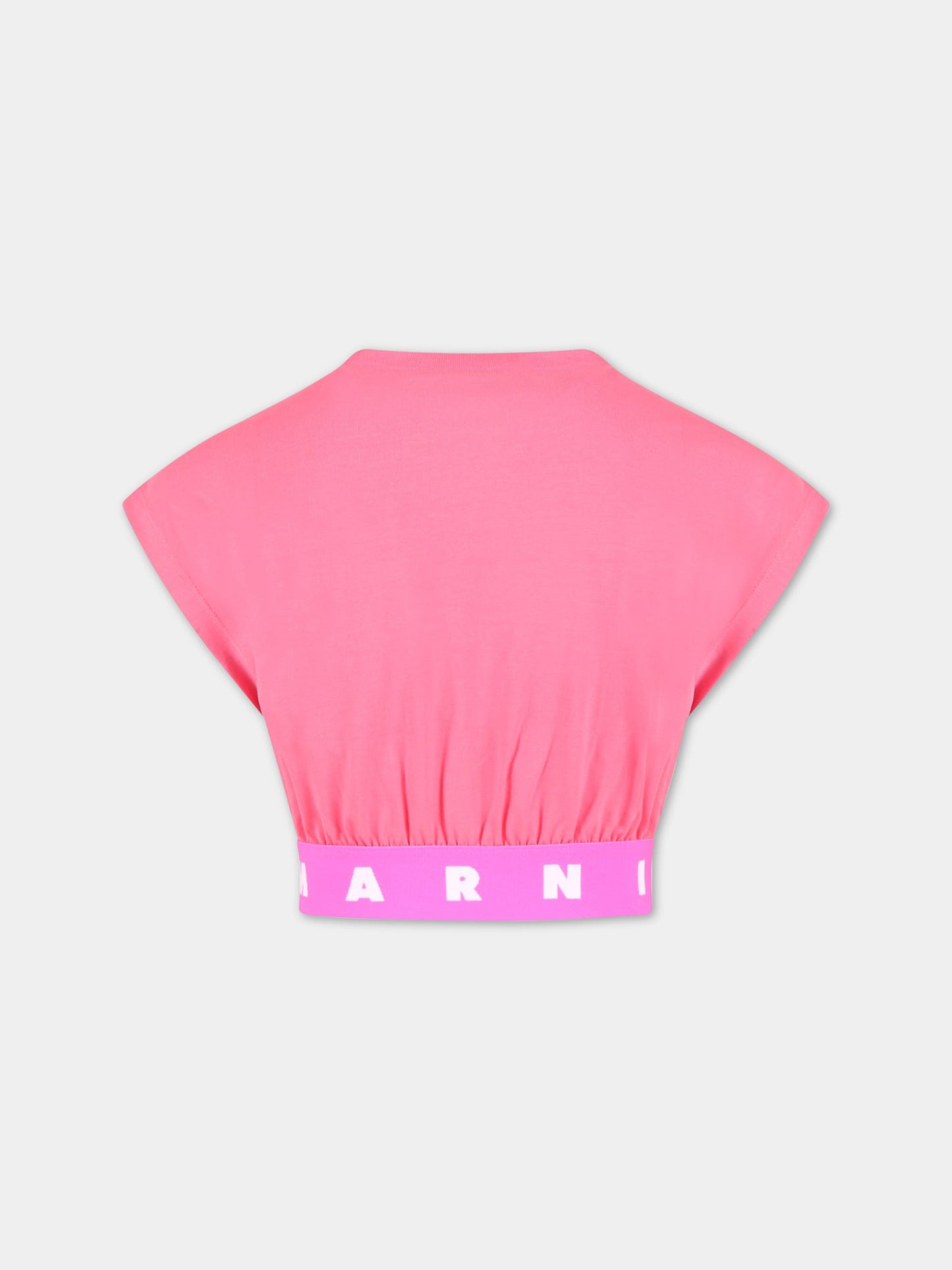 T-shirt fucsia per bambina con logo rosa,Marni Kids,M00694 M00LE 0M337