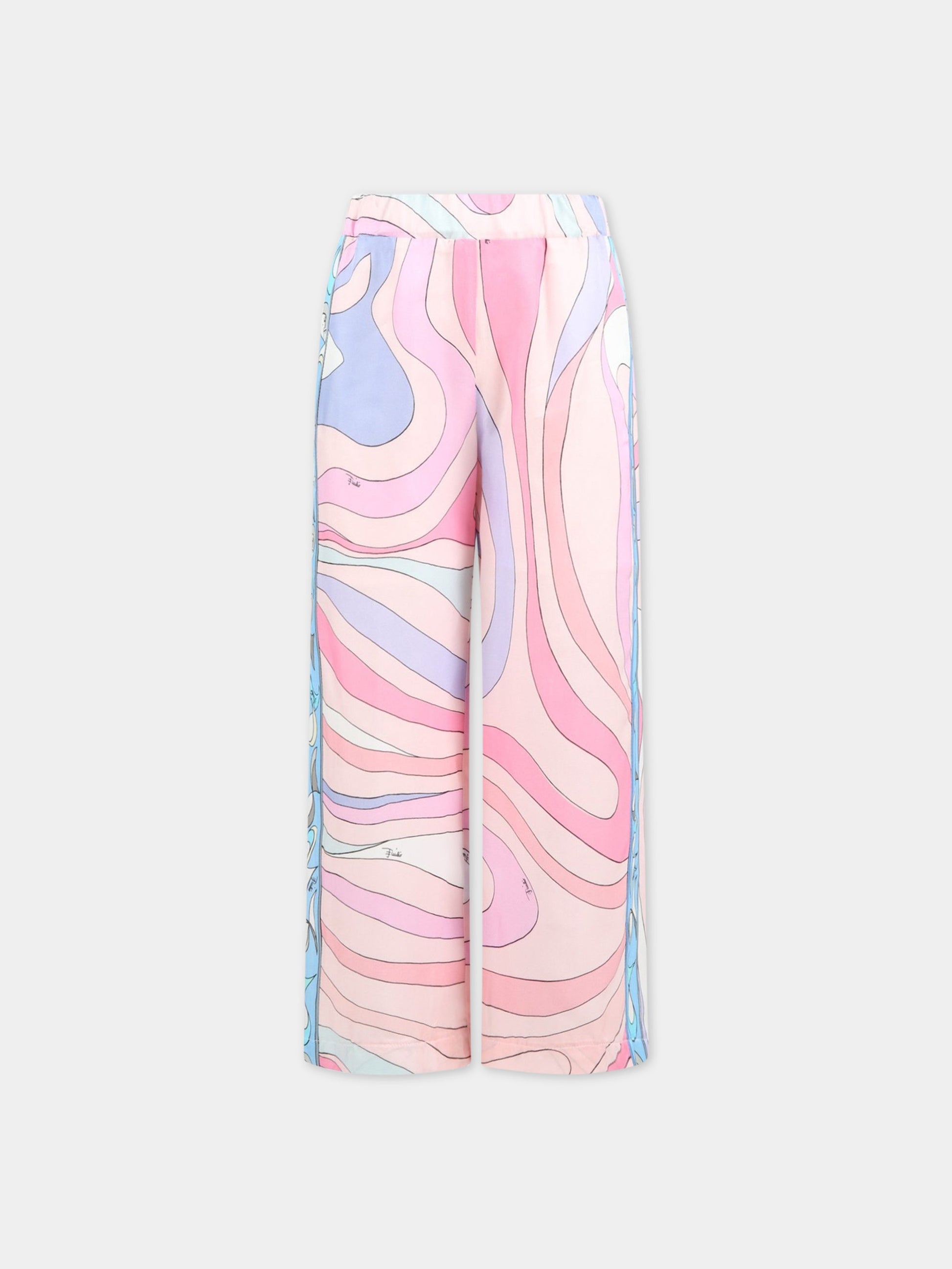 Pantaloni multicolor per bambina con stampa e logo,Emilio Pucci Junior,PS6A21 K0107 500MC